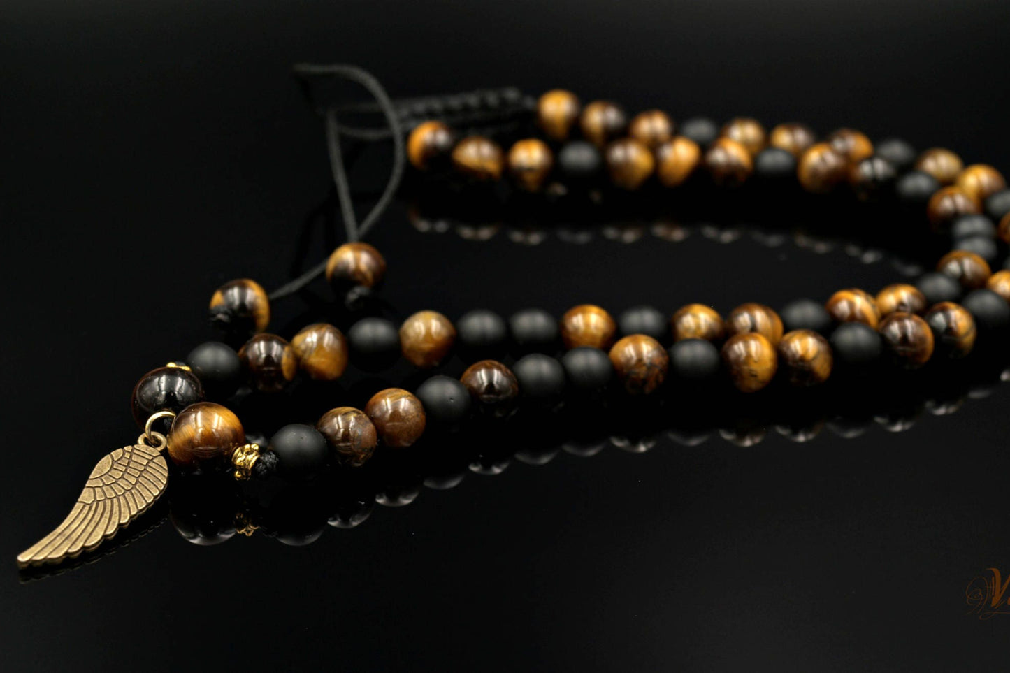 Men's Tiger's eye Beaded Necklace Black Onyx Gemstone Necklace Gift for Men Men Bead Necklace Men's Jewelry Gift for Him Crystal Necklace - Shamballa Necklace - Birthstone Necklace - Gemstone Necklace Men - Chakra Necklace - Yoga Necklace - Mantra Necklace -Macrame Necklace - Healing Necklace - Valinde