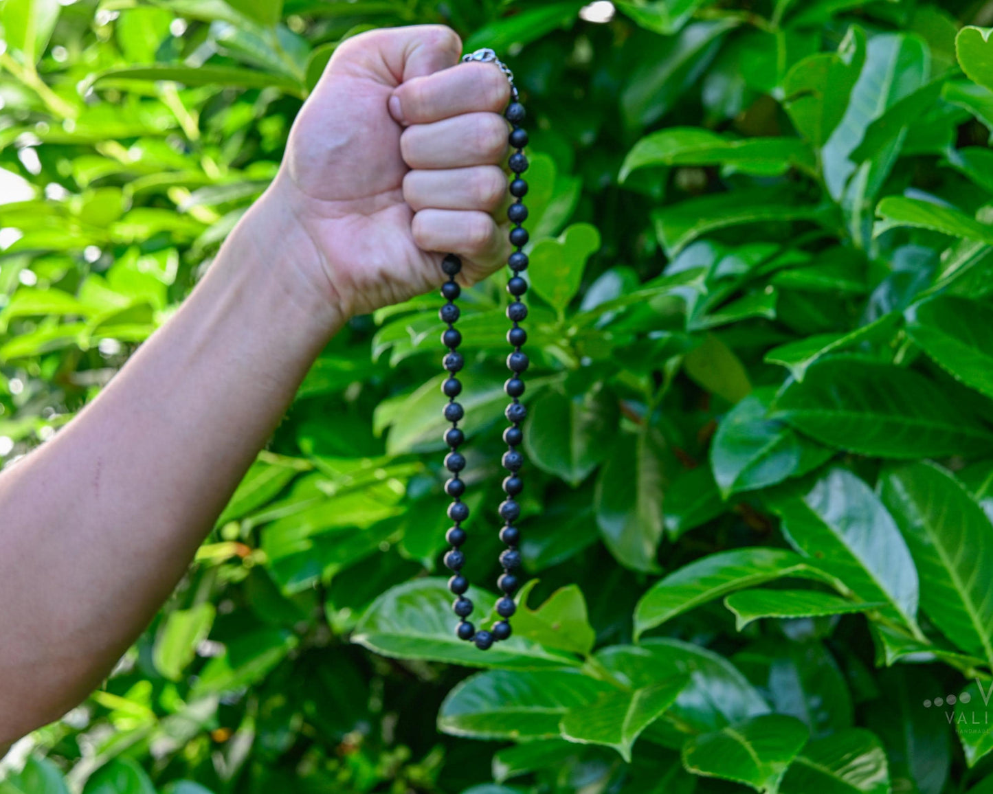 Men's Black Lava Stone Onyx Knotted Necklace, Gemstone Beaded Short Necklace, Surfer Necklace, Gift for Him, Black Stone Necklace - Shamballa Necklace - Birthstone Necklace - Gemstone Necklace Men - Chakra Necklace - Yoga Necklace - Mantra Necklace -Macrame Necklace - Healing Necklace - Gift for Father - Gift For Men - Valinde
