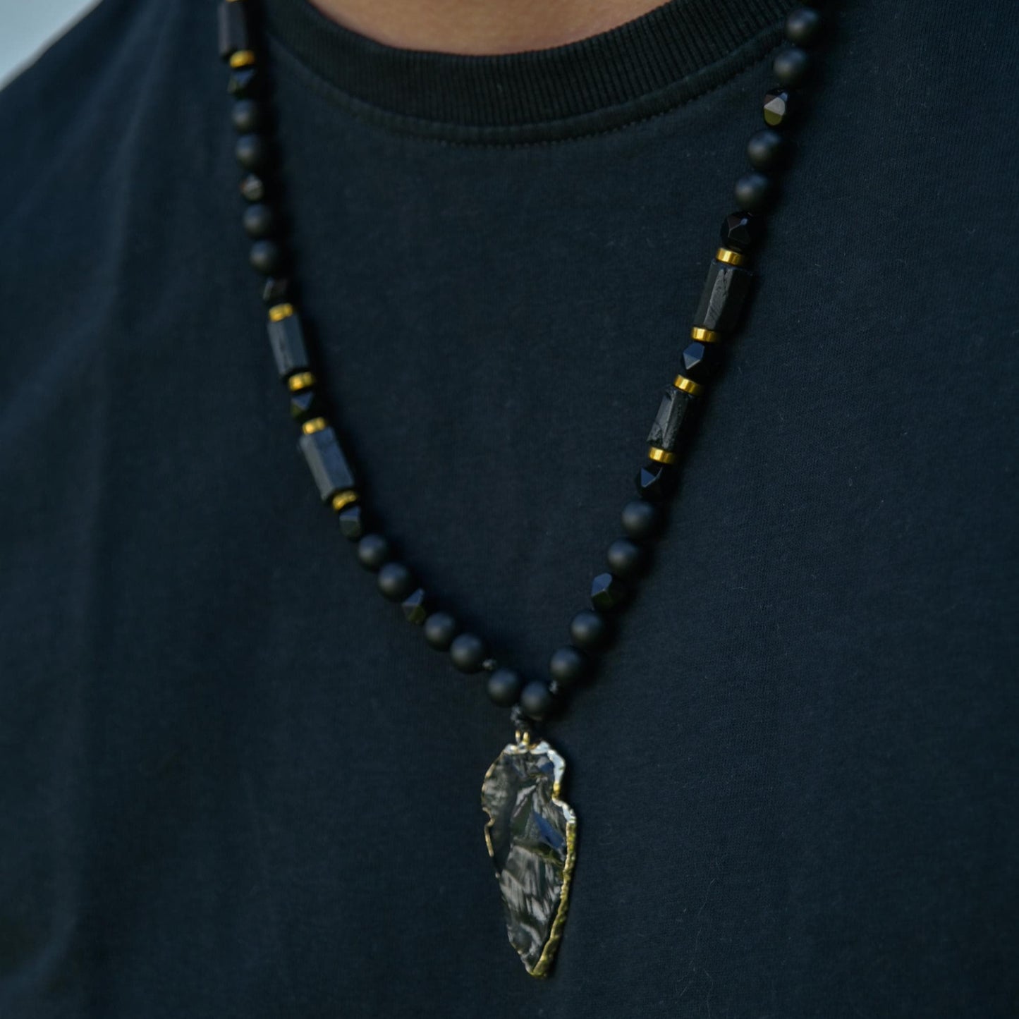 Men's Protection Necklace, Black Tourmaline Pendant Necklace, Onyx Agate Adjustable Necklace, Long Beaded Stone Necklace, Gift for Men - Shamballa Necklace - Birthstone Necklace - Gemstone Necklace Men - Chakra Necklace - Yoga Necklace - Mantra Necklace -Macrame Necklace - Healing Necklace - Gift for Father - Gift For Men - Valinde