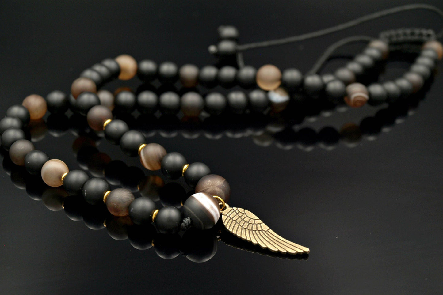 Men's Necklace Gemstone Necklace Agate Onyx Beaded Necklace Pendant Necklace Men's Jewelry Gift for Men Grystal Jewelry - Shamballa Necklace - Birthstone Necklace - Gemstone Necklace Men - Chakra Necklace - Yoga Necklace - Mantra Necklace -Macrame Necklace - Healing Necklace - Gift for Father - Gift For Men - Valinde
