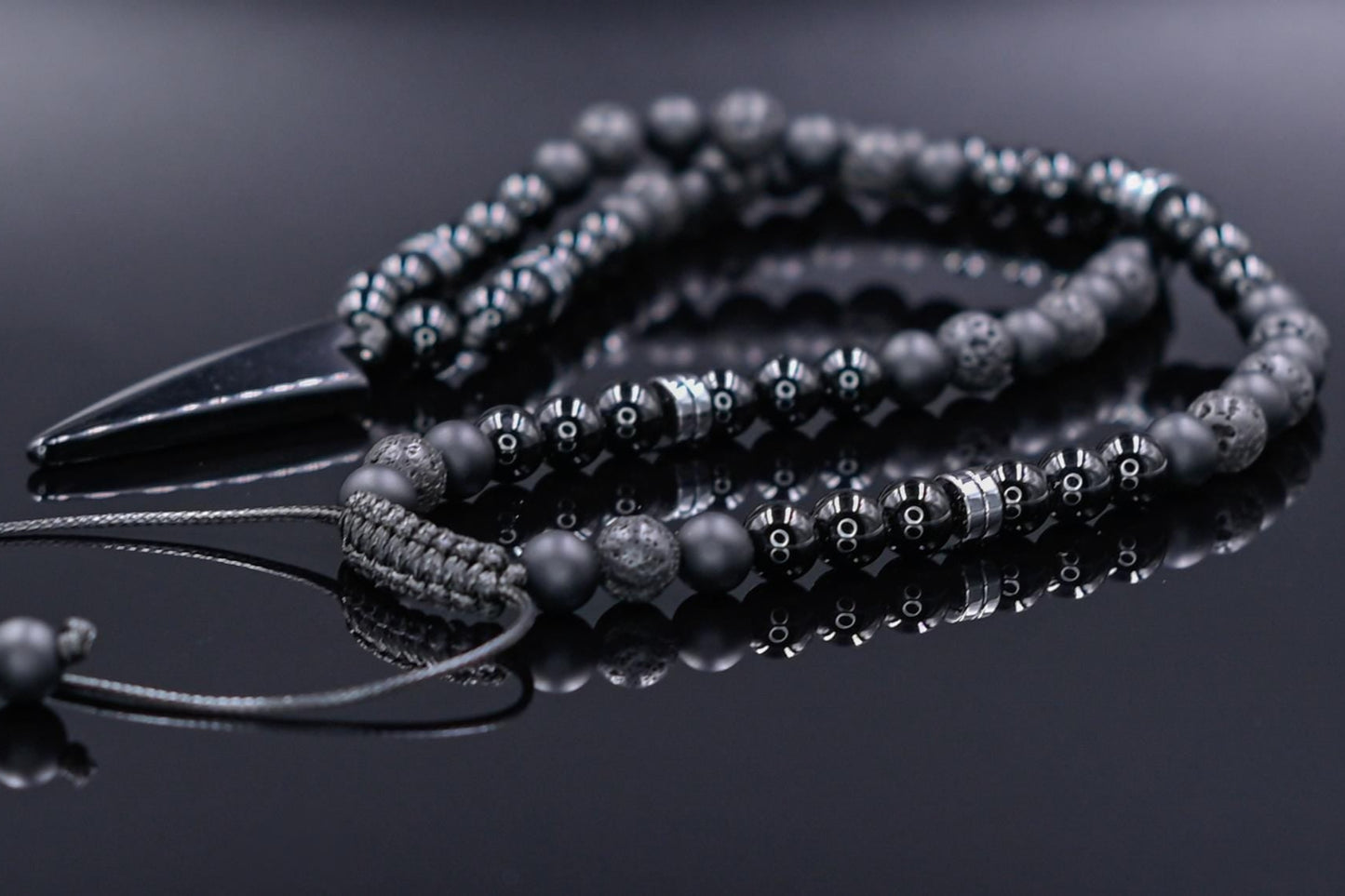 Men's Black Onyx Agate Lava Stone Beaded Necklace, Gemstone Arrow Pendant Necklace, Long Adjustable Necklace, Spiritual Jewelry,Gift for Him - Shamballa Necklace - Birthstone Necklace - Gemstone Necklace Men - Chakra Necklace - Yoga Necklace - Mantra Necklace -Macrame Necklace - Healing Necklace - Gift for Father - Gift For Men - Valinde