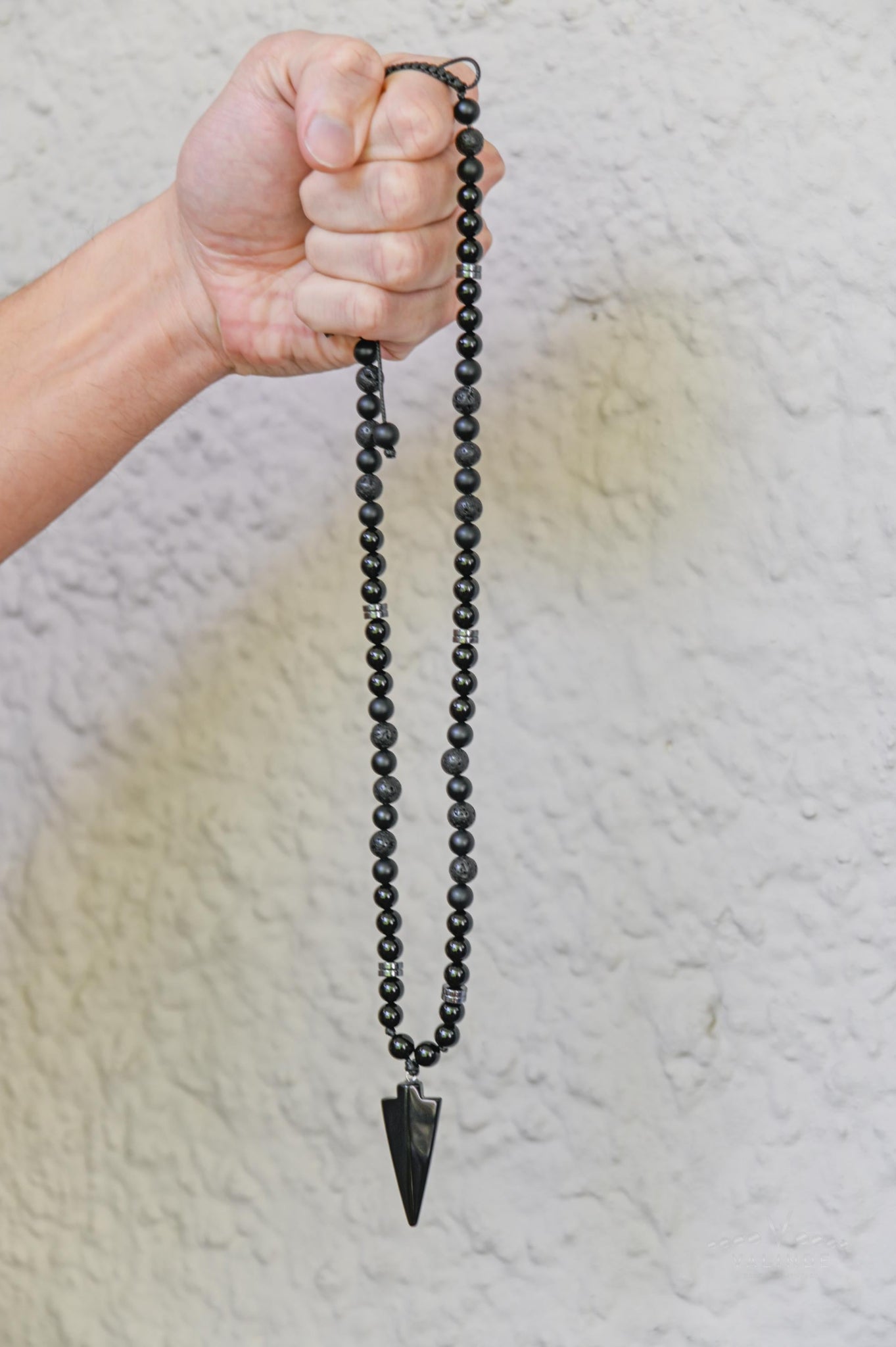 Men's Black Onyx Agate Lava Stone Beaded Necklace, Gemstone Arrow Pendant Necklace, Long Adjustable Necklace, Spiritual Jewelry,Gift for Him - Shamballa Necklace - Birthstone Necklace - Gemstone Necklace Men - Chakra Necklace - Yoga Necklace - Mantra Necklace -Macrame Necklace - Healing Necklace - Gift for Father - Gift For Men - Valinde