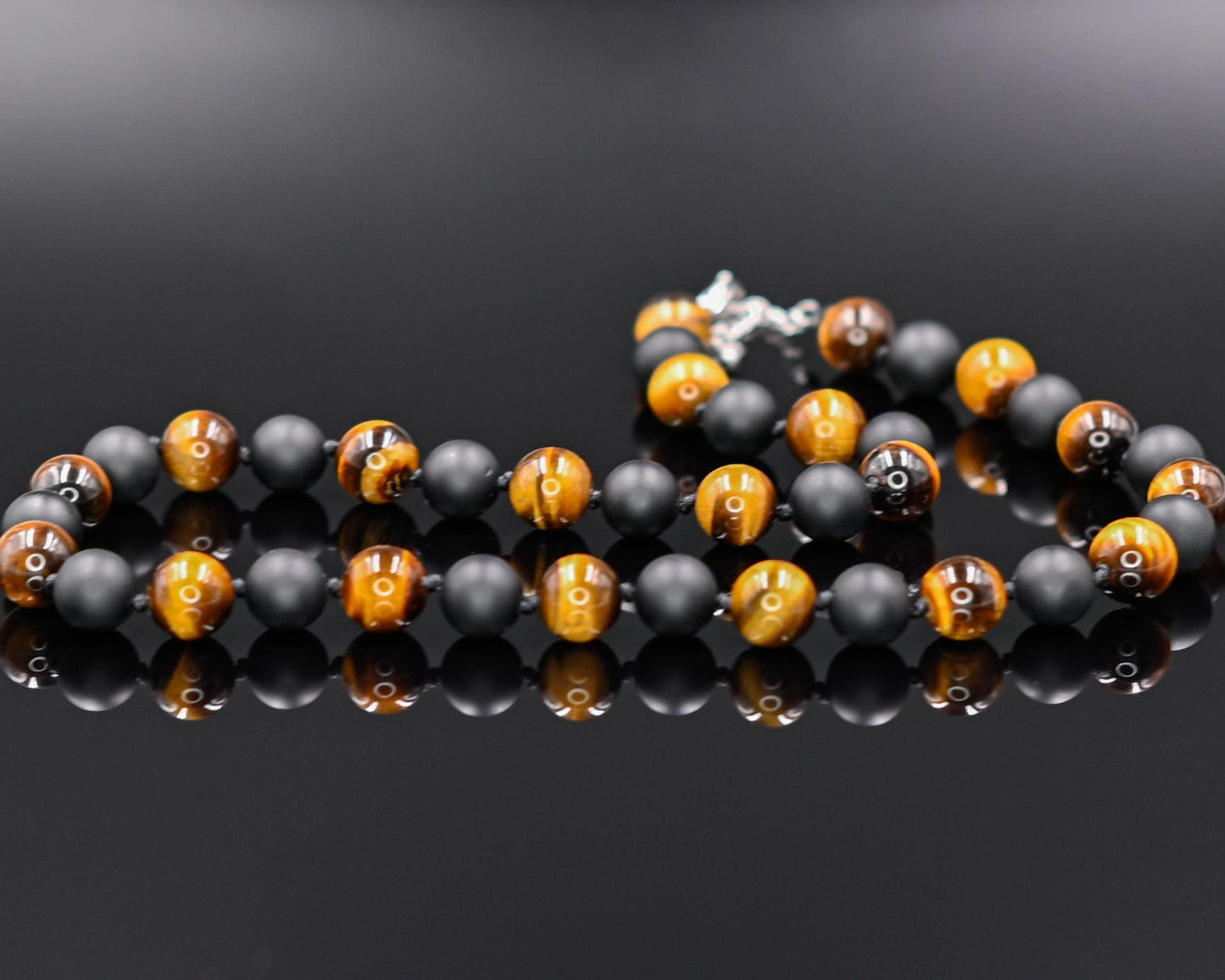 Tiger's Eye Beaded Necklace Men's Gemstone Necklace Onyx Necklace Gift for Men Men's Jewelry Herren Kette Men's Knotted Necklace for Him - Shamballa Necklace - Birthstone Necklace - Gemstone Necklace Men - Chakra Necklace - Yoga Necklace - Mantra Necklace -Macrame Necklace - Healing Necklace - Gift for Father - Gift For Men - Valinde
