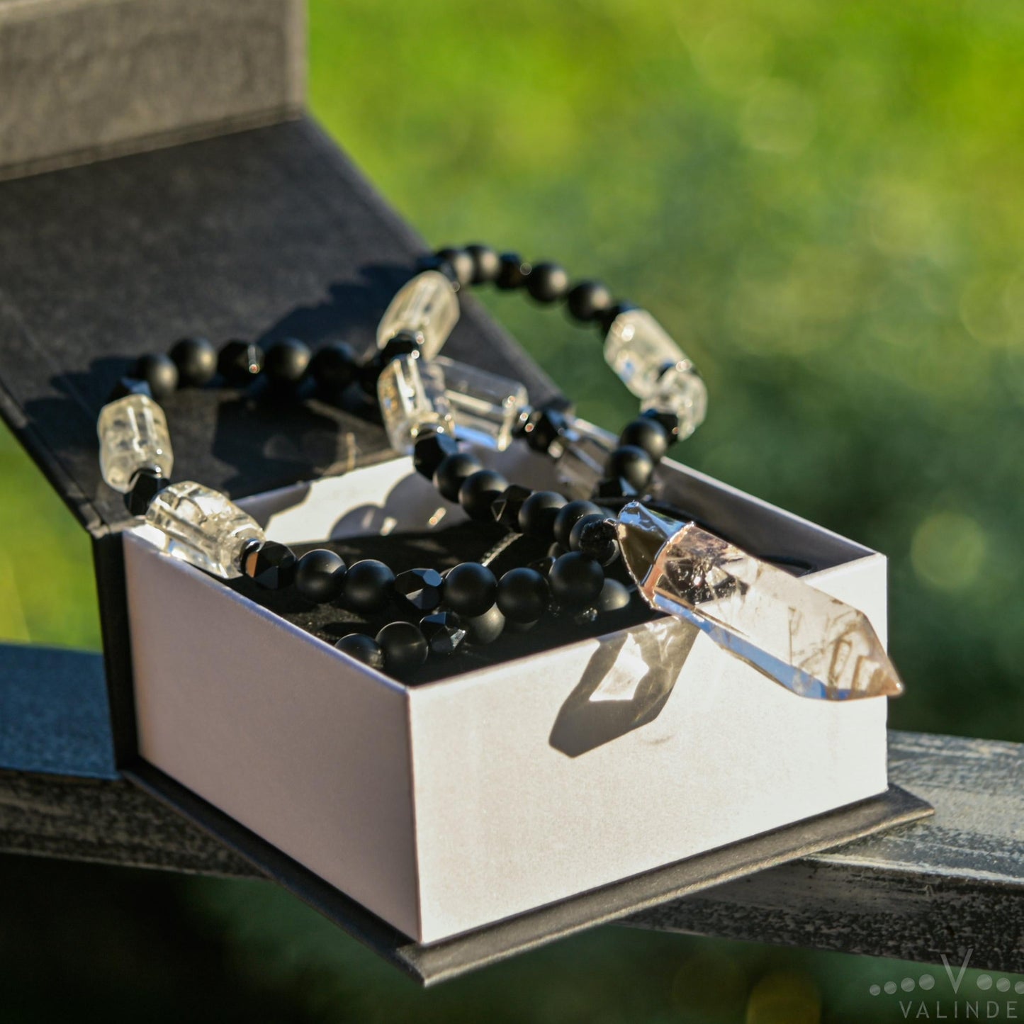 Men's Rock Crystal & Black Onyx Long Beaded Necklace, Crystal Pendant Necklace, Spiritual Protection Gift for Him - Shamballa Necklace - Birthstone Necklace - Gemstone Necklace Men - Chakra Necklace - Yoga Necklace - Mantra Necklace -Macrame Necklace - Healing Necklace - Gift for Father - Gift For Men - Valinde