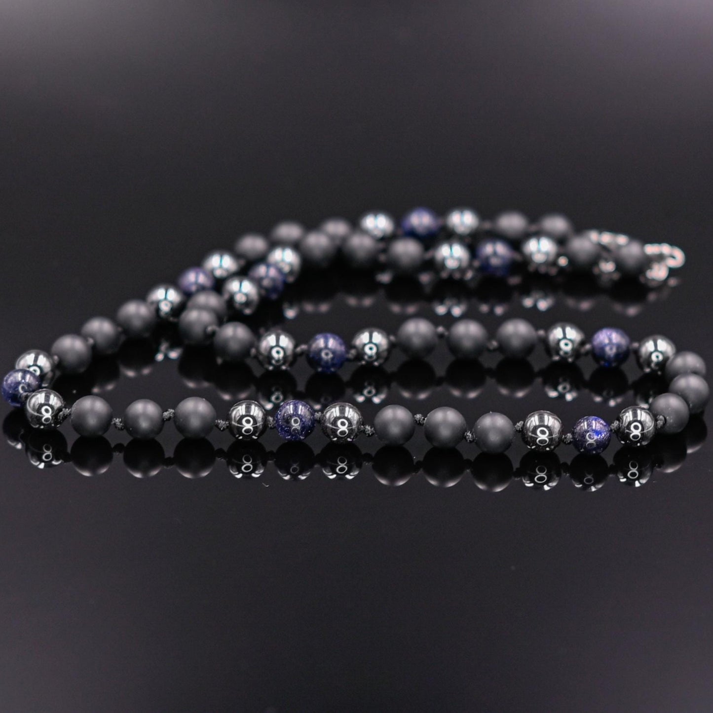 Blue Sandstone Necklace Beaded Necklace Onyx Necklace Gift for Men Gemstone Necklace Short Bead Necklace Hematite Necklace Black Onyx - Shamballa Necklace - Birthstone Necklace - Gemstone Necklace Men - Chakra Necklace - Yoga Necklace - Mantra Necklace -Macrame Necklace - Healing Necklace - Gift for Father - Gift For Men - Valinde