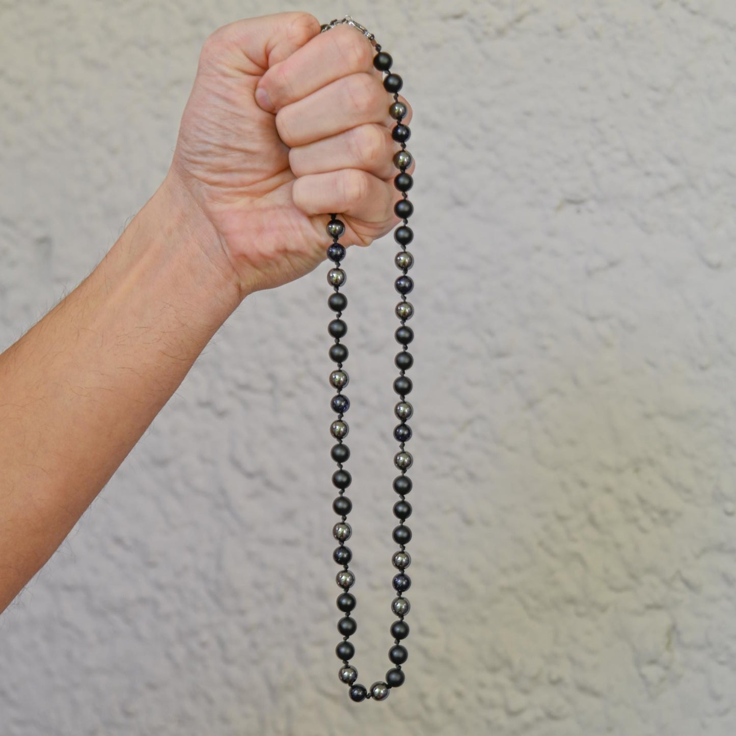 Blue Sandstone Necklace Beaded Necklace Onyx Necklace Gift for Men Gemstone Necklace Short Bead Necklace Hematite Necklace Black Onyx - Shamballa Necklace - Birthstone Necklace - Gemstone Necklace Men - Chakra Necklace - Yoga Necklace - Mantra Necklace -Macrame Necklace - Healing Necklace - Gift for Father - Gift For Men - Valinde