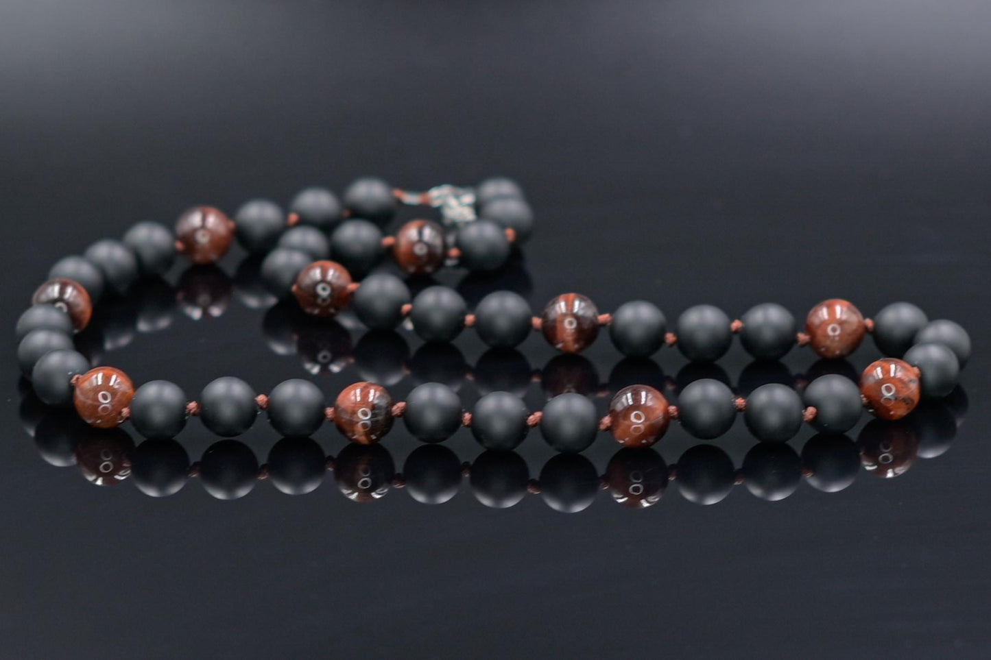 Red Tiger's Eye Gemstone Necklace Men's Black Onyx Necklace Stone Beads Necklace Crystal Necklace Gift for Men Short Beaded Necklace Kette - Shamballa Necklace - Birthstone Necklace - Gemstone Necklace Men - Chakra Necklace - Yoga Necklace - Mantra Necklace -Macrame Necklace - Healing Necklace - Gift for Father - Gift For Men - Valinde