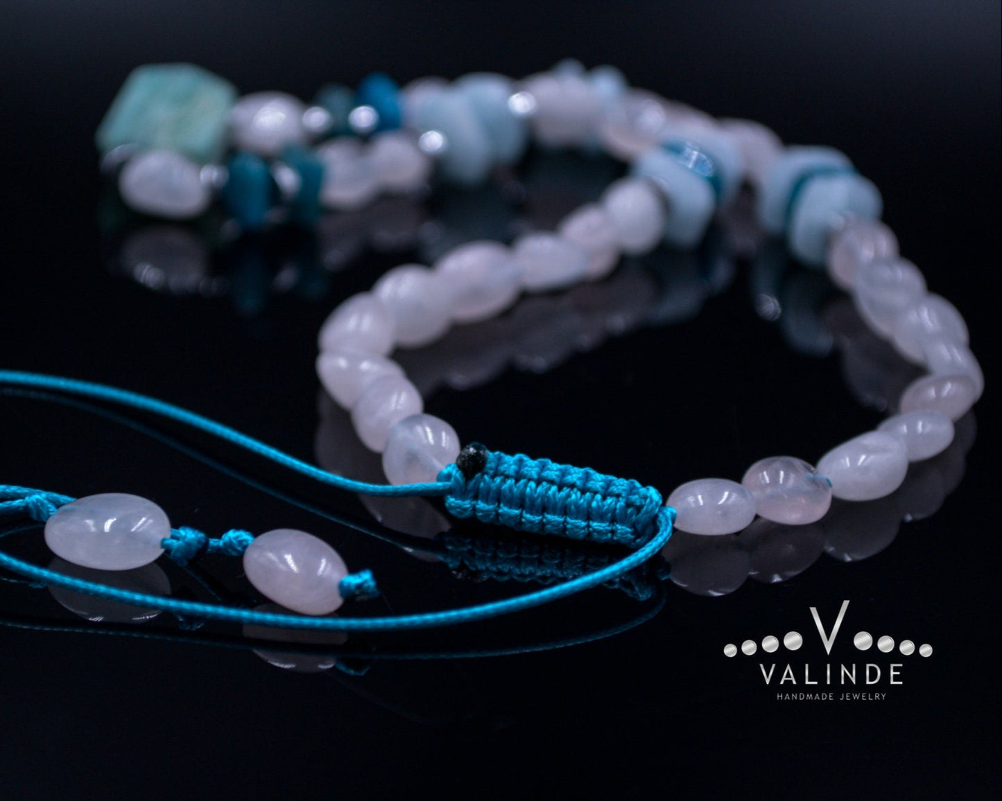 Women's Aquamarine Necklace Short Crystal Necklace Rose Quartz Necklace Gift for Woman Apatite Beaded Necklace Gift for Women Women's Gift - Shamballa Necklace - Birthstone Necklace - Gemstone Necklace Women - Chakra Necklace - Macrame Necklace - Healing Necklace - Valinde