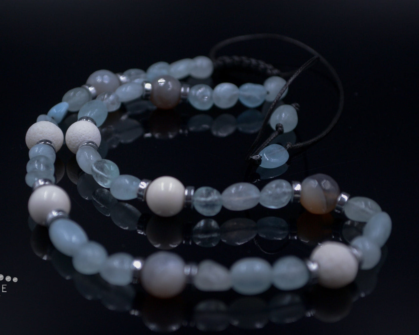 Women's Aquamarine Necklace Short Summer Necklace White Coral Necklace Gift for Woman Crystal Necklace Agate Necklace Beach Necklace - Shamballa Necklace - Birthstone Necklace - Gemstone Necklace Women - Chakra Necklace - Macrame Necklace - Healing Necklace - Valinde