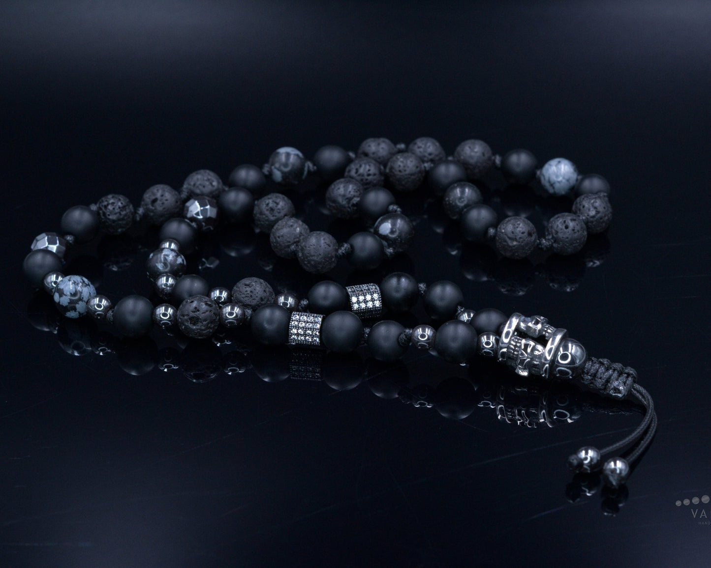 Men's Skull Bead Necklace / Black Onyx Necklace / Long Crystal Necklace / Hematite Necklace / Gift for Man / Steel Bead Necklace for Men - Shamballa Necklace - Birthstone Necklace - Gemstone Necklace Men - Chakra Necklace - Yoga Necklace - Mantra Necklace -Macrame Necklace - Healing Necklace - Valinde
