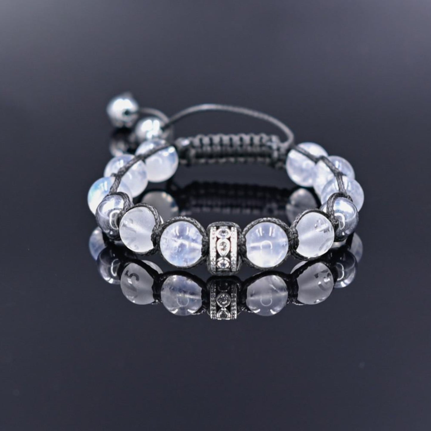 Men's Genuine Moonstone Bracelet / 925 Sterling Silver Bracelet / Gemstone Bracelet / Crystal Bracelet / Gift or Men / Adjustable Bracelet