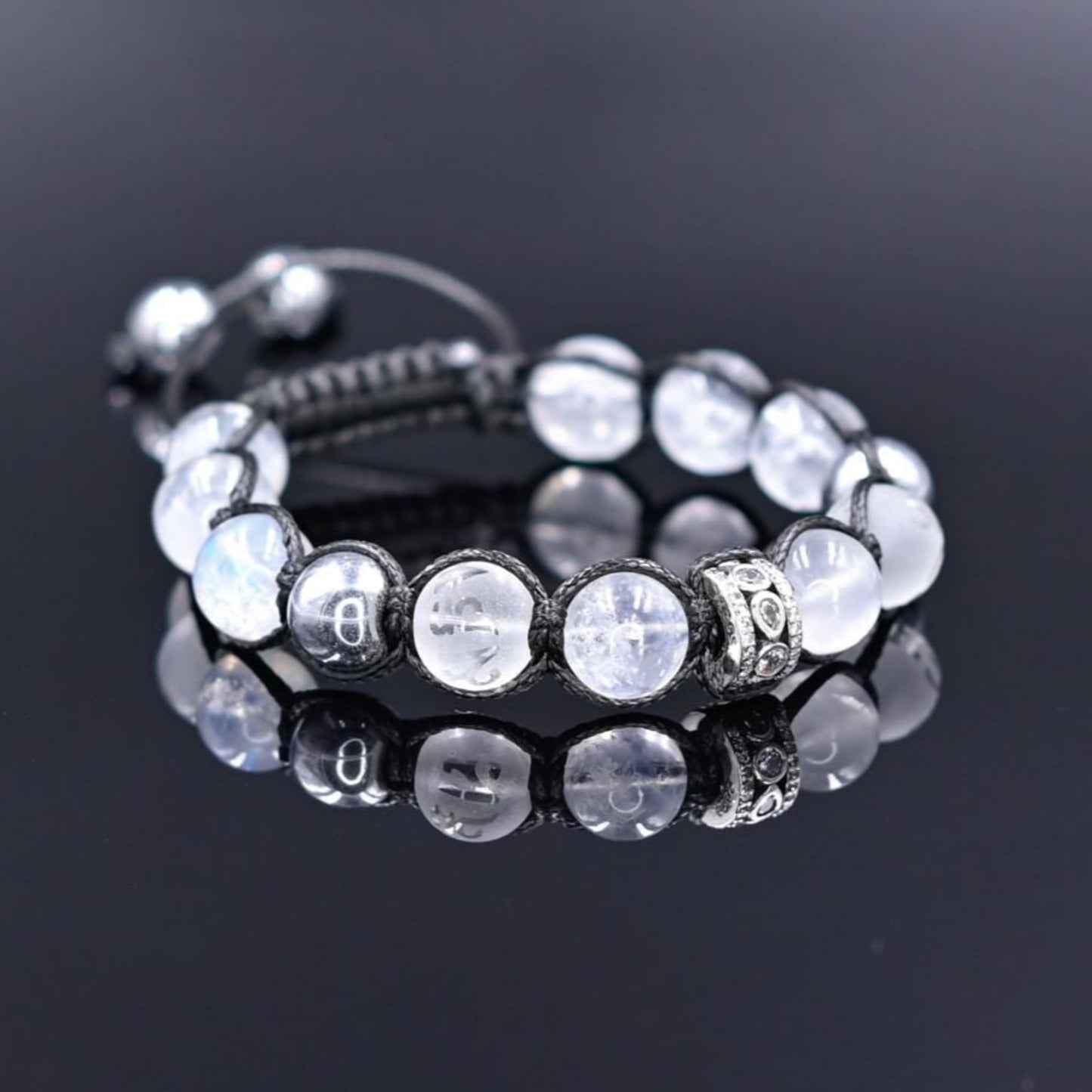 Men's Genuine Moonstone Bracelet / 925 Sterling Silver Bracelet / Gemstone Bracelet / Crystal Bracelet / Gift or Men / Adjustable Bracelet