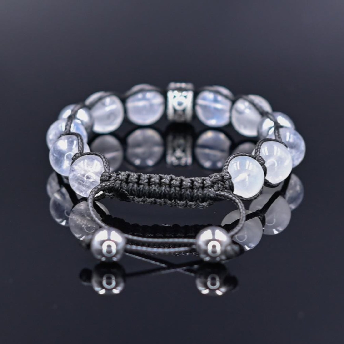 Men's Genuine Moonstone Bracelet / 925 Sterling Silver Bracelet / Gemstone Bracelet / Crystal Bracelet / Gift or Men / Adjustable Bracelet