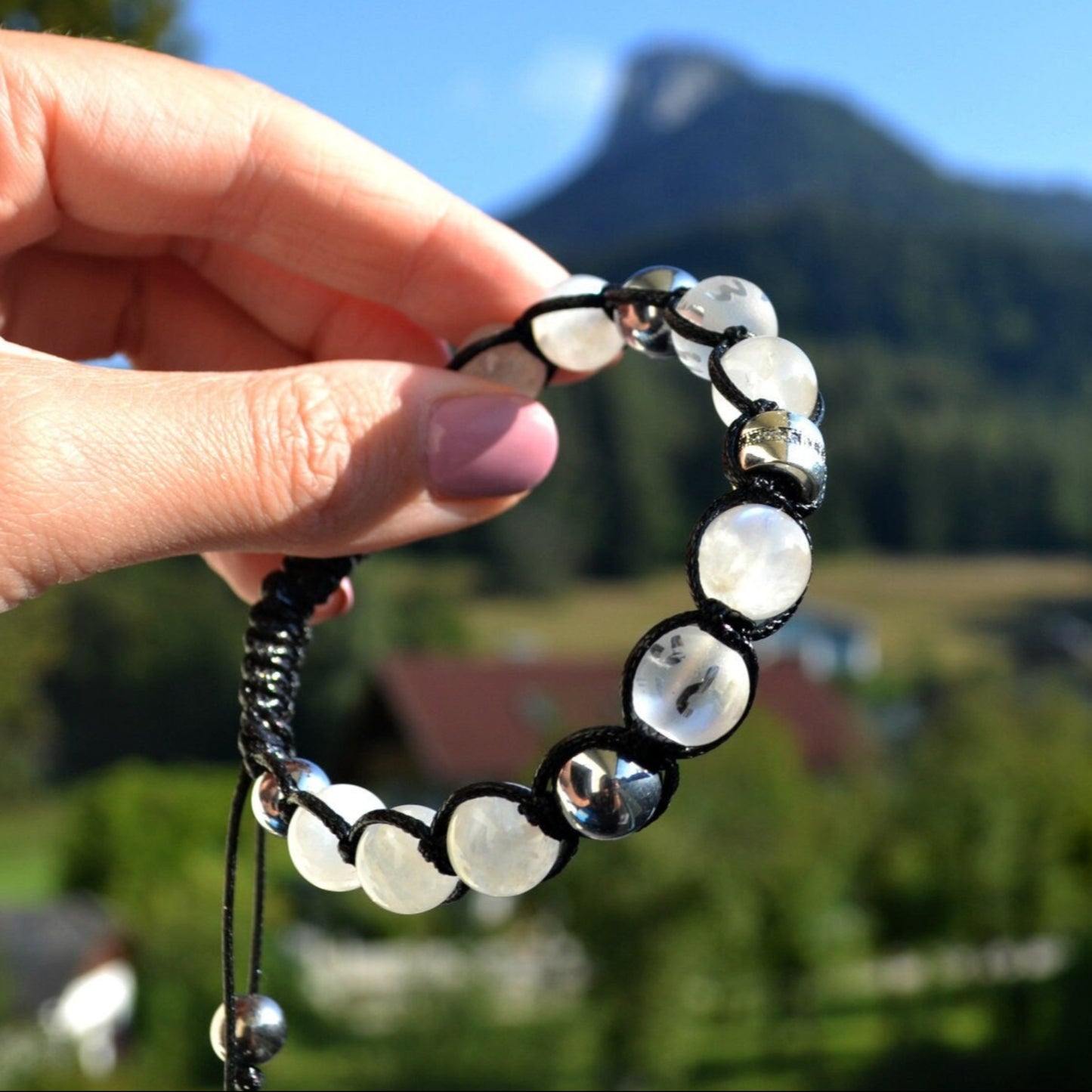 Men's Genuine Moonstone Bracelet / 925 Sterling Silver Bracelet / Gemstone Bracelet / Crystal Bracelet / Gift or Men / Adjustable Bracelet