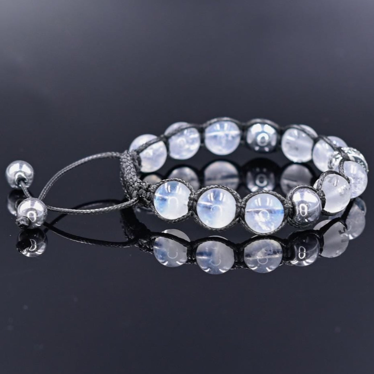 Men's Genuine Moonstone Bracelet / 925 Sterling Silver Bracelet / Gemstone Bracelet / Crystal Bracelet / Gift or Men / Adjustable Bracelet
