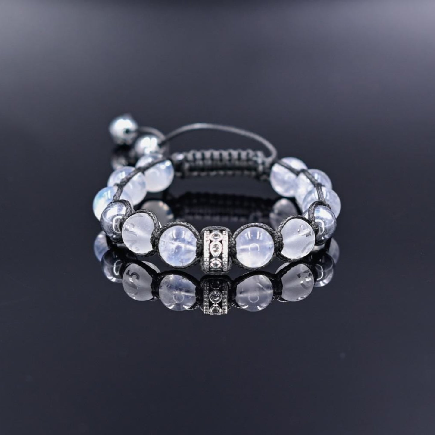 Men's Genuine Moonstone Bracelet / 925 Sterling Silver Bracelet / Gemstone Bracelet / Crystal Bracelet / Gift or Men / Adjustable Bracelet