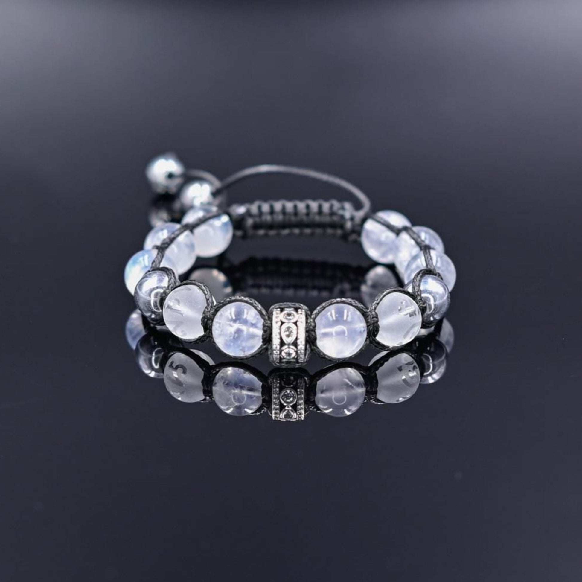 Men's Genuine Moonstone Bracelet / 925 Sterling Silver Bracelet / Gemstone Bracelet / Crystal Bracelet / Gift or Men / Adjustable Bracelet