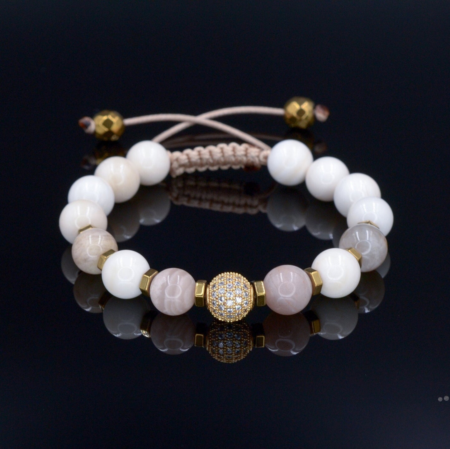 Women's Pearl Beaded Bracelet - Sunstone Crystal Bracelet - Gift for Women- Adjustable Macrame Bracelet - CZ Bracelet - Mother's Day Gift - Birthstone Bracelet - Gemstone Bracelet Women - Chakra Bracelet - Macrame Bracelet - Healing Bracelet - Valinde - Shamballa Bracelet - Birthstone Bracelet - Gemstone Bracelet Women - Chakra Bracelet - Macrame Bracelet - Healing Bracelet - Valinde