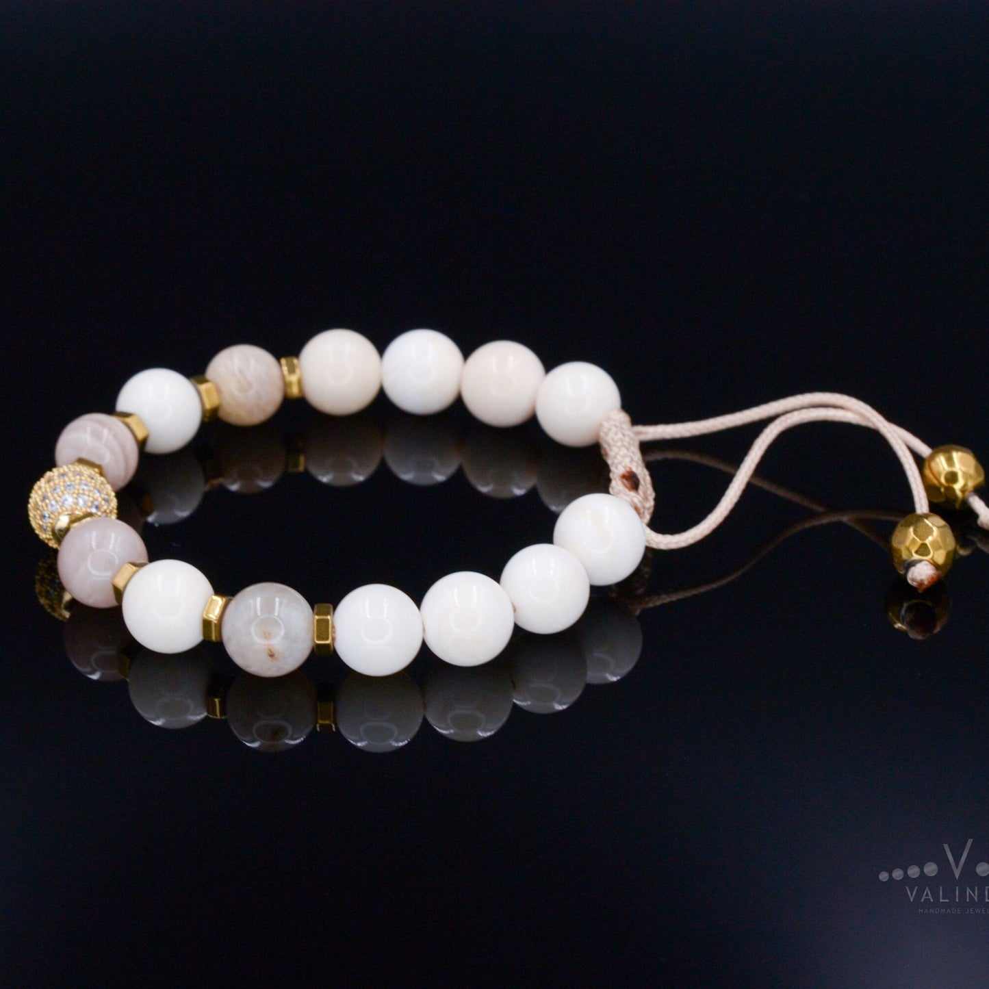 Women's Pearl Beaded Bracelet - Sunstone Crystal Bracelet - Gift for Women- Adjustable Macrame Bracelet - CZ Bracelet - Mother's Day Gift - Birthstone Bracelet - Gemstone Bracelet Women - Chakra Bracelet - Macrame Bracelet - Healing Bracelet - Valinde - Shamballa Bracelet - Birthstone Bracelet - Gemstone Bracelet Women - Chakra Bracelet - Macrame Bracelet - Healing Bracelet - Valinde