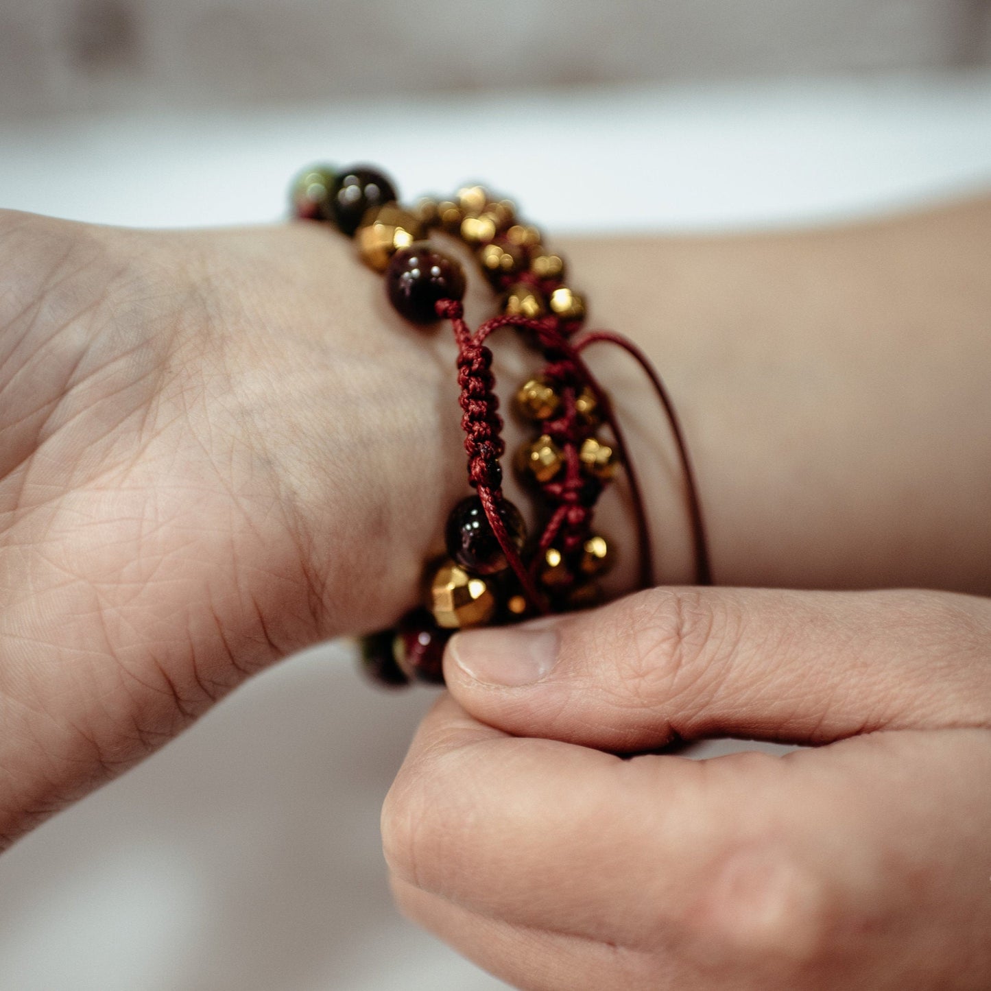 Women's Hematite & Tiger's Eye Beaded Bracelet Set - Double Row Bracelet - Gift for Woman - Adjustable Crystal Bracelet Set - Gift for Her - Birthstone Bracelet - Gemstone Bracelet Women - Chakra Bracelet - Macrame Bracelet - Healing Bracelet - Valinde - Shamballa Bracelet - Birthstone Bracelet - Gemstone Bracelet Women - Chakra Bracelet - Macrame Bracelet - Healing Bracelet - Valinde