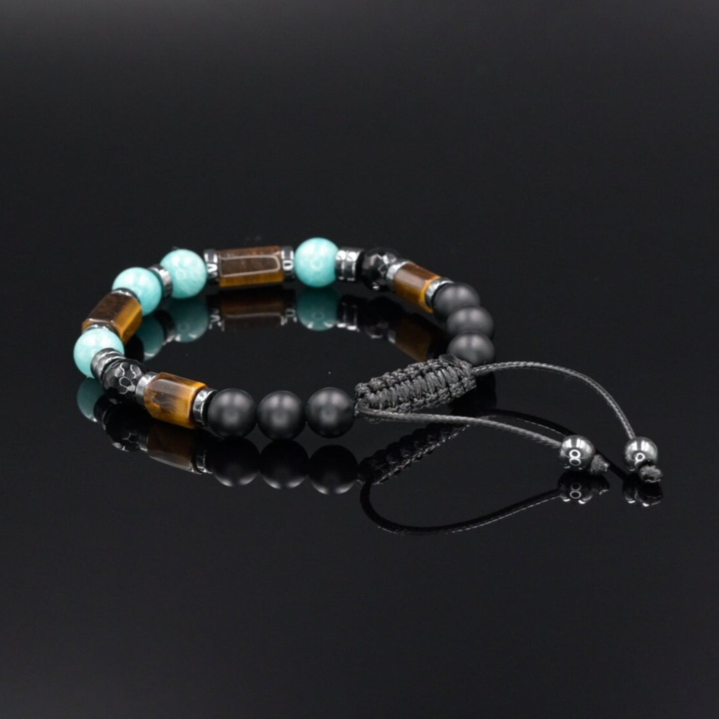 Amazonite Summer Bracelet, Men's Tiger's Eye Onyx Beaded Bracelet, Adjustable Bracelet, Gift for Men, Father's Day Gift, Gemstone Bracelet - Shamballa Bracelet - Birthstone Bracelet - Gemstone Bracelet Men - Chakra Bracelet - Macrame Bracelet - Healing Bracelet - Valinde - Shamballa Bracelet - Birthstone Bracelet - Gemstone Bracelet Men - Chakra Bracelet - Macrame Bracelet - Healing Bracelet - Valinde