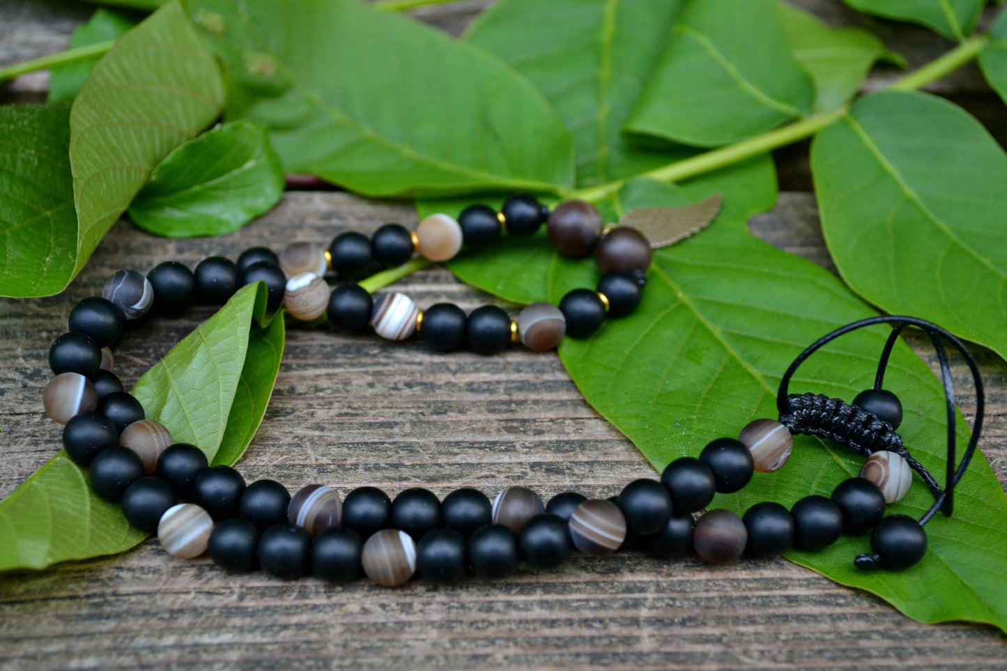 Men's Necklace Gemstone Necklace Agate Onyx Beaded Necklace Pendant Necklace Men's Jewelry Gift for Men Grystal Jewelry