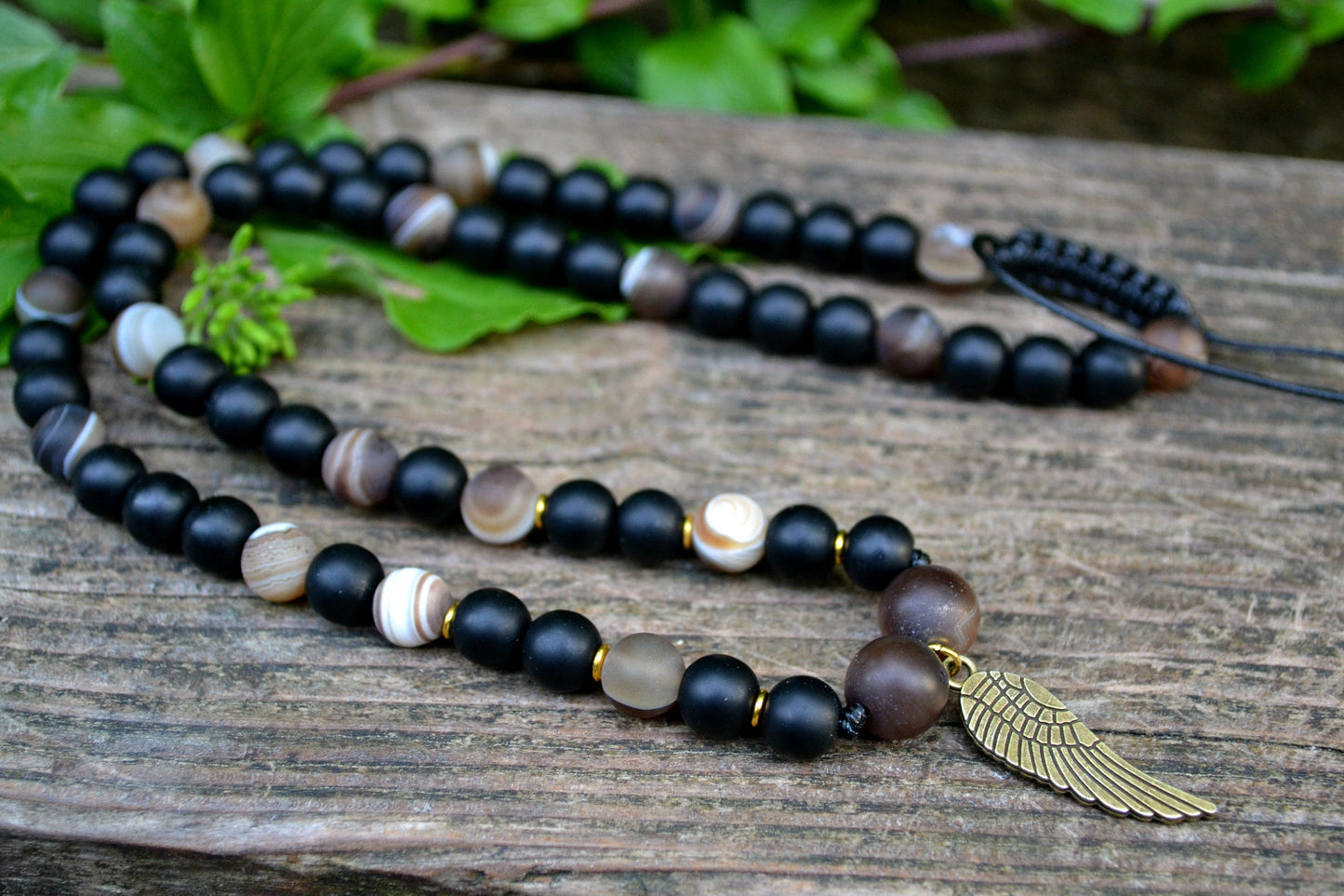 Men's Necklace Gemstone Necklace Agate Onyx Beaded Necklace Pendant Necklace Men's Jewelry Gift for Men Grystal Jewelry
