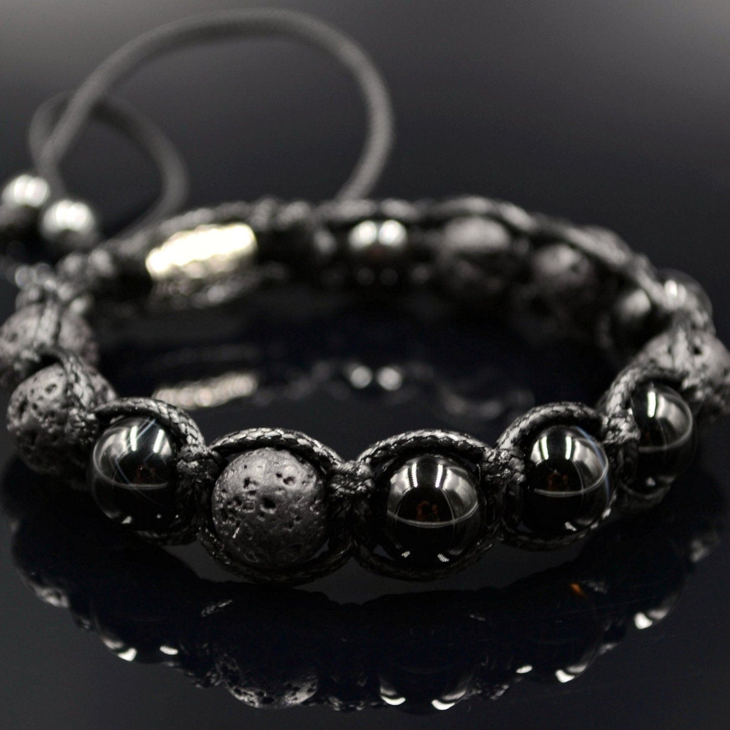 Men's Black Stone Bracelet Gemstone Bracelet Lava Stone Bead Bracelet Macramé Bracelet Agate Bracelet Bead Bracelet Men's Jewellery - Shamballa Bracelet - Mantra Bracelet - Yoga Bracelet - Birthstone Bracelet - Gemstone Bracelet Men - Chakra Bracelet - Macrame Bracelet - Healing Bracelet - Gift for Father - Gift For Men - Valinde