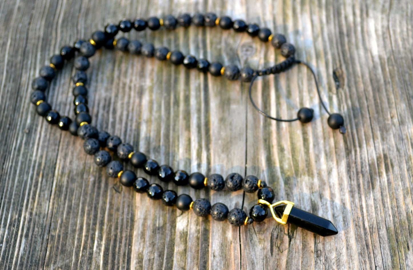 Men's Agate Short Necklace Lava Stone Beaded Necklace Gemstone Necklace For Men Crystal Jewelry Agate Pendant Necklace Men's Gift