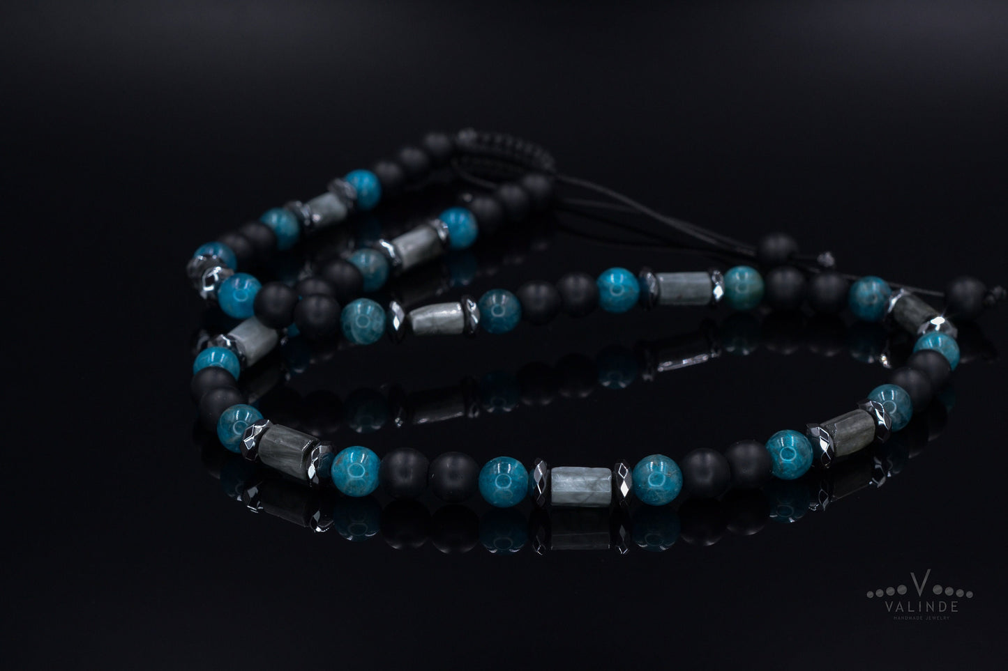Men's Hawk's Eye Apatite Beads Necklace - Black Onyx Necklace - Gift for Men - Short Crystal Necklace - Father's Day Gift - Stone Necklace