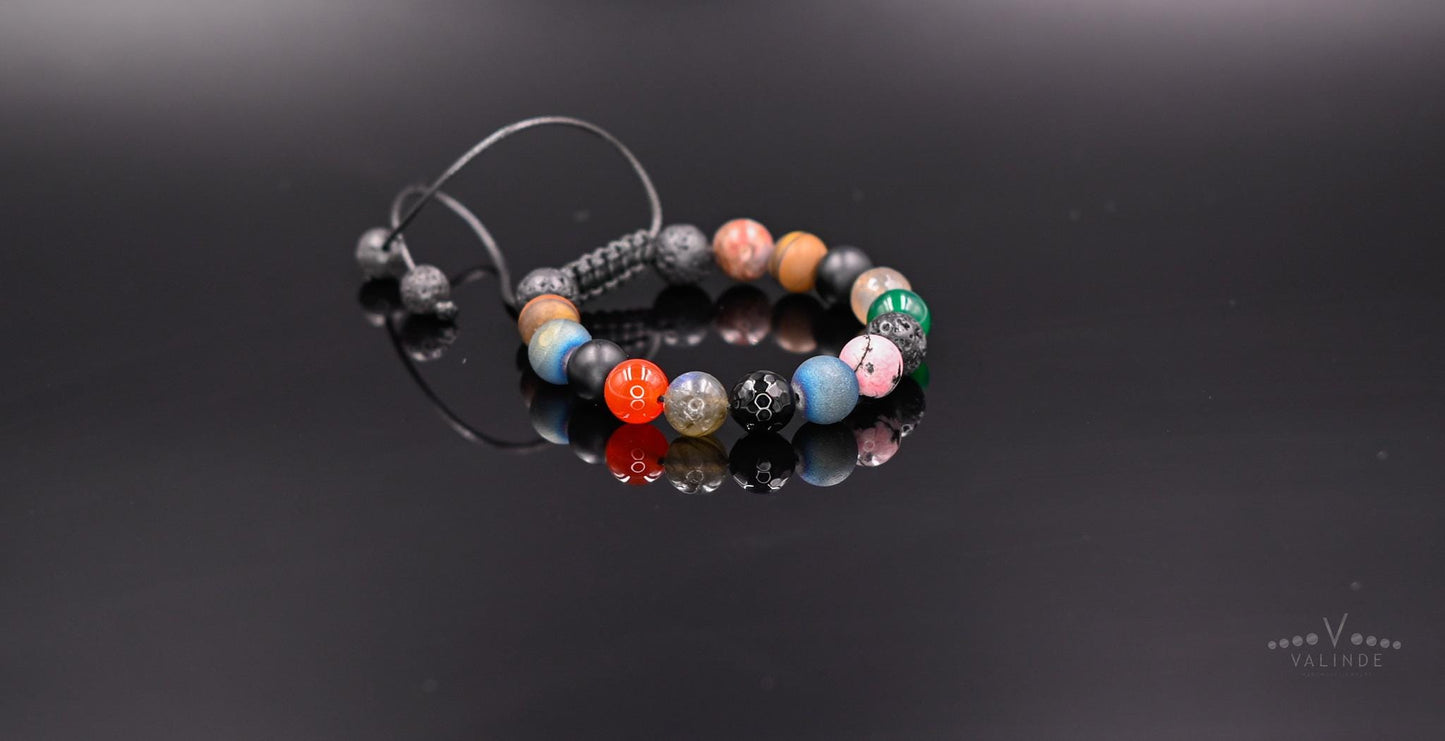 Women's Gemstone Beads Bracelet Agate Bracelet Macrame Bracelet Lava Stone Bracelet Rhodonite Bracelet Gift for Woman Tiger's Eye Bracelet
