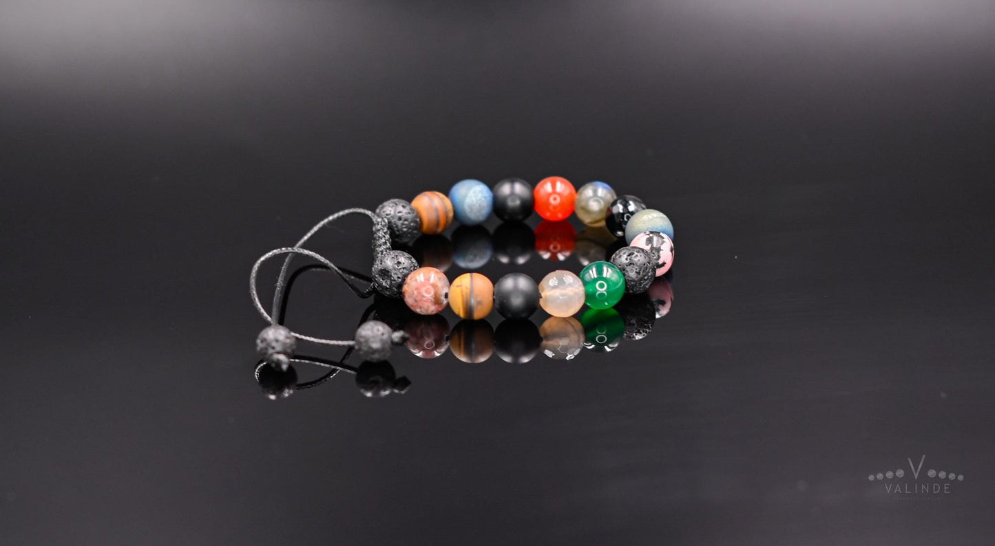 Women's Gemstone Beads Bracelet Agate Bracelet Macrame Bracelet Lava Stone Bracelet Rhodonite Bracelet Gift for Woman Tiger's Eye Bracelet