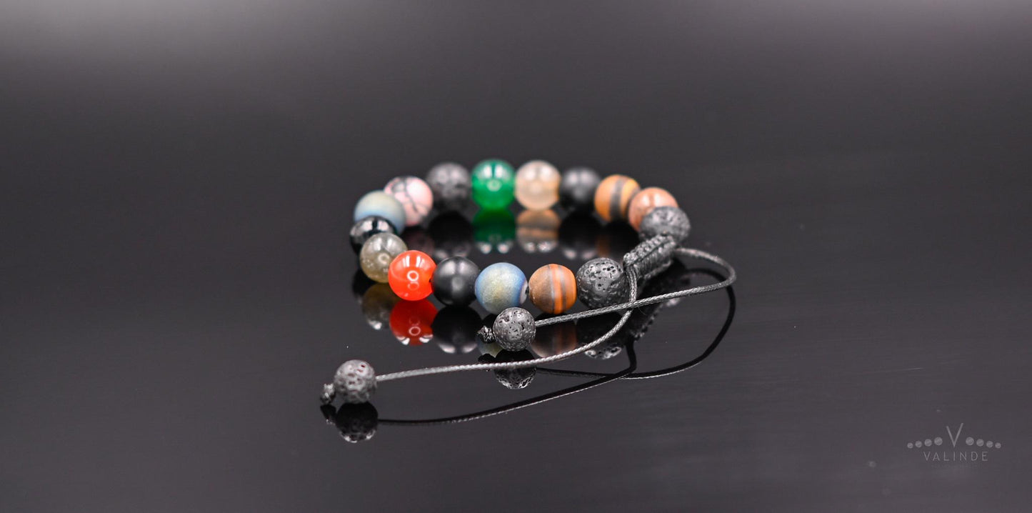 Women's Gemstone Beads Bracelet Agate Bracelet Macrame Bracelet Lava Stone Bracelet Rhodonite Bracelet Gift for Woman Tiger's Eye Bracelet