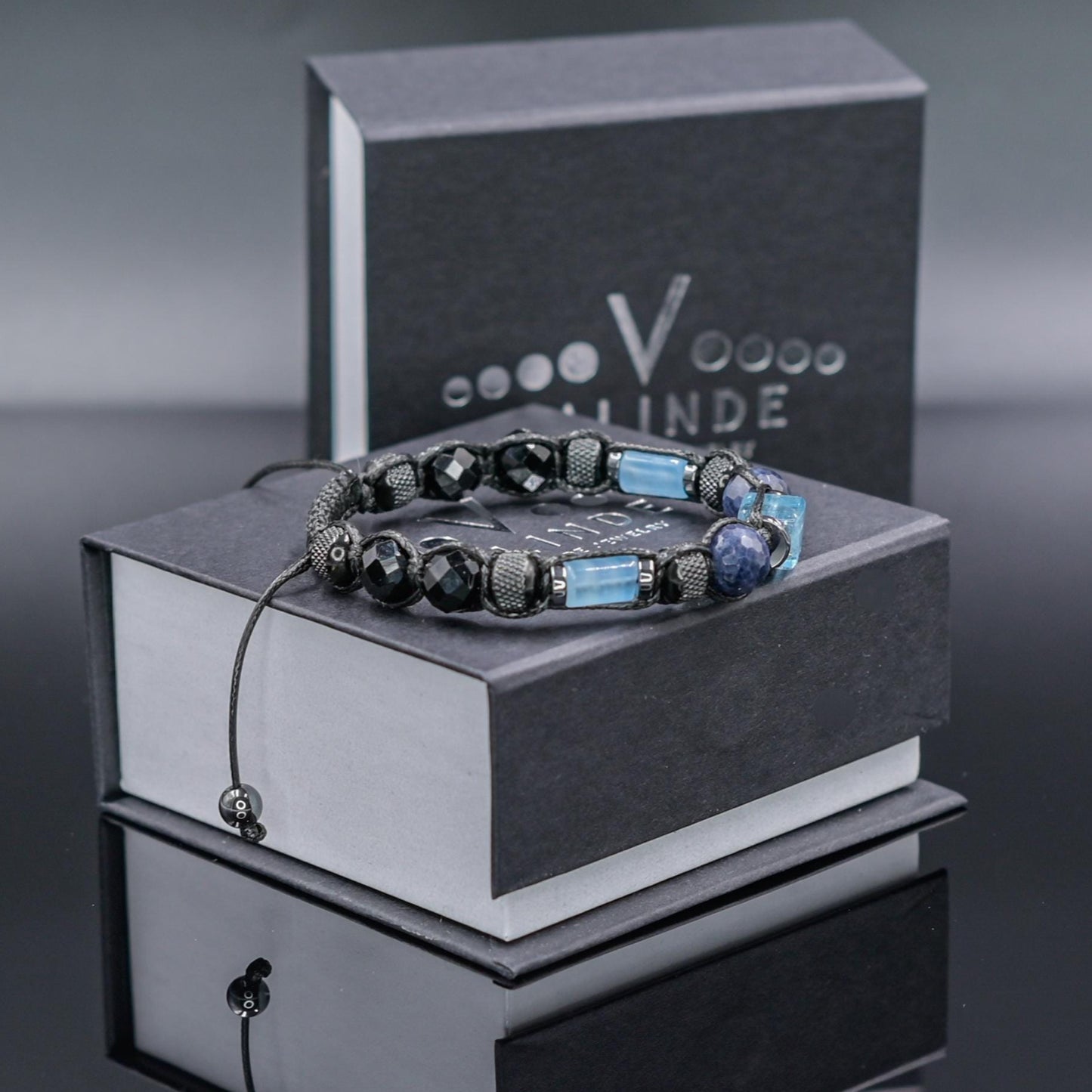 Men's Blue Topaz Sapphire Tourmaline Adjustable Bracelet, Handmade Gemstone Bracelet, Crystal Jewelry Gift for Him