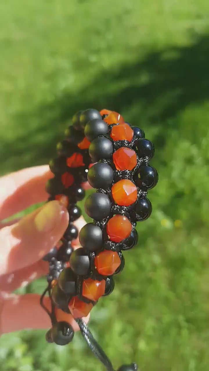 Beaded Bracelet_Men Bracelet_Agate Onyx_Gemstone Bracelet_Handmade Jewelry_Chakra Bracelets_Birthstone Bracelet_