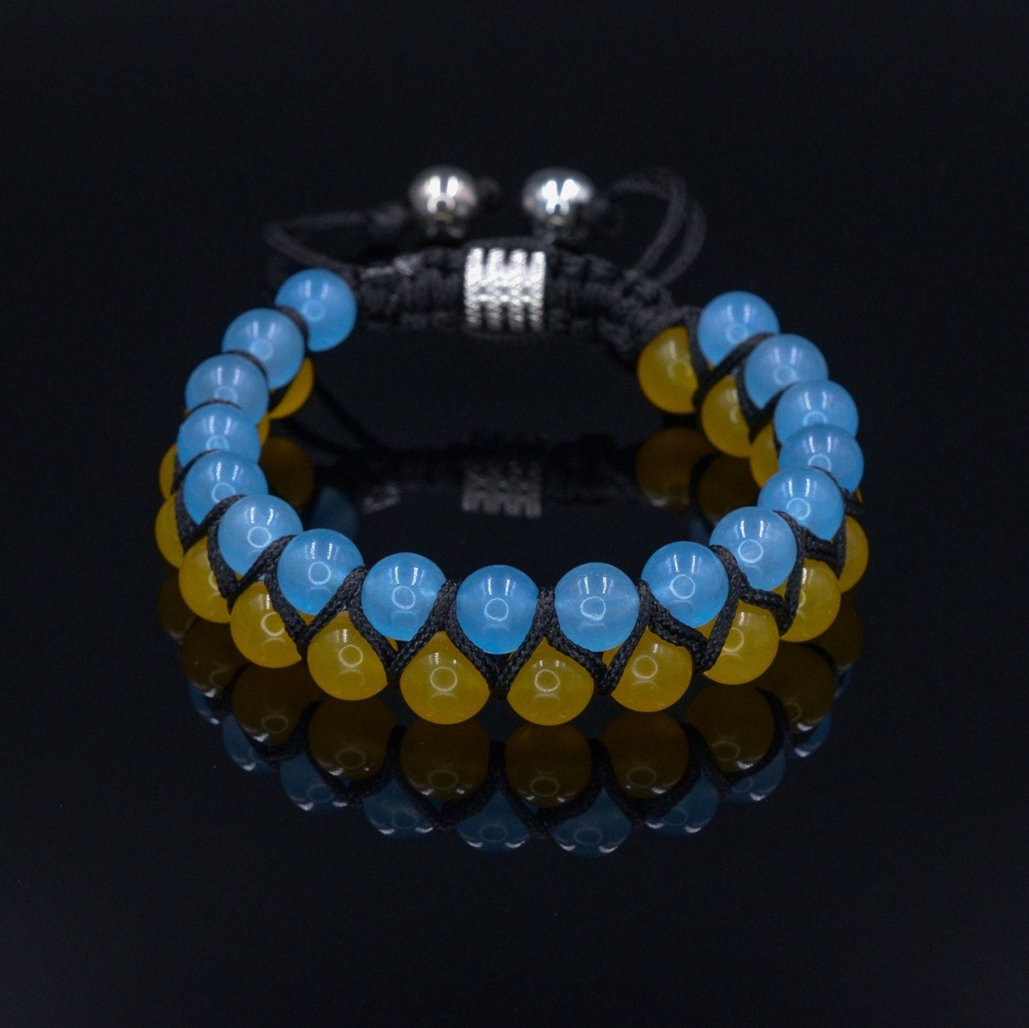 Stand with Ukraine bracelet - Ukrainian Flag Bracelet - Men's Agate Double Row Macrame Bracelet - Support Ukraine Bracelet  - Shamballa Bracelet - Birthstone Bracelet - Gemstone Bracelet Men - Chakra Bracelet - Macrame Bracelet - Healing Bracelet - Valinde - Shamballa Bracelet - Birthstone Bracelet - Gemstone Bracelet Men - Chakra Bracelet - Macrame Bracelet - Healing Bracelet - Valinde
