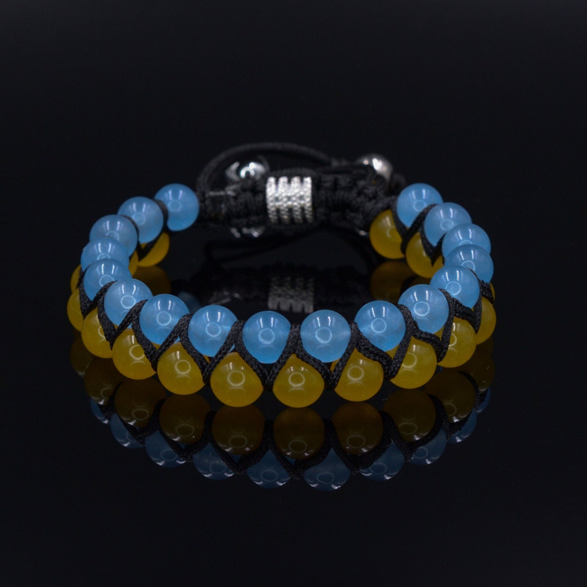 Stand with Ukraine bracelet - Ukrainian Flag Bracelet - Men's Agate Double Row Macrame Bracelet - Support Ukraine Bracelet  - Shamballa Bracelet - Birthstone Bracelet - Gemstone Bracelet Men - Chakra Bracelet - Macrame Bracelet - Healing Bracelet - Valinde - Shamballa Bracelet - Birthstone Bracelet - Gemstone Bracelet Men - Chakra Bracelet - Macrame Bracelet - Healing Bracelet - Valinde
