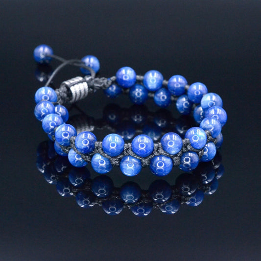 Genuine Kyanite Bracelet - Men's Double Row Crystal Adjustable Bracelet - Gift for Men - Blue Kyanite Bracelet - Men's Christmas Gift- Shamballa Bracelet - Birthstone Bracelet - Gemstone Bracelet Men - Chakra Bracelet - Macrame Bracelet - Healing Bracelet - Valinde - Shamballa Bracelet - Birthstone Bracelet - Gemstone Bracelet Men - Chakra Bracelet - Macrame Bracelet - Healing Bracelet - Valinde