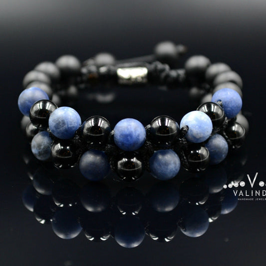 Men's Blue Sodalite Bracelet Agate Bracelet Double Beads Bracelet Onyx Bracelet Gift for Men Adjustable Bracelet 2 Row Bracelet - Shamballa Bracelet - Birthstone Bracelet - Gemstone Bracelet Men - Chakra Bracelet - Macrame Bracelet - Healing Bracelet - Valinde - Shamballa Bracelet - Birthstone Bracelet - Gemstone Bracelet Men - Chakra Bracelet - Macrame Bracelet - Healing Bracelet - Valinde
