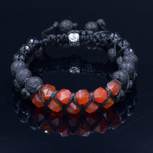 Men's Fire Agate Double Bracelet - Lava Stone Beaded Bracelet - Double Row Bracelet - Gift for Men - Two Rows Bracelet for Men - Shamballa Bracelet - Birthstone Bracelet - Gemstone Bracelet Men - Chakra Bracelet - Macrame Bracelet - Healing Bracelet - Valinde - Shamballa Bracelet - Birthstone Bracelet - Gemstone Bracelet Men - Chakra Bracelet - Macrame Bracelet - Healing Bracelet - Valinde
