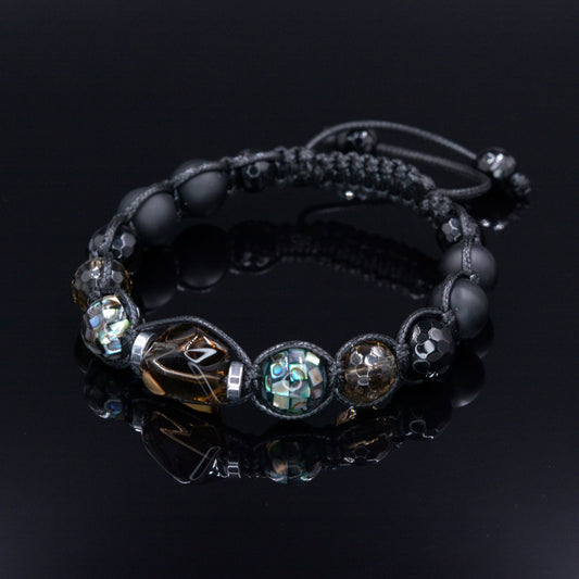 Men's Abalone Shell Bracelet Smoky Quartz Bracelet Exclusive Gemstone Bracelet Black Agate Bracelet Luxury Bracelet Crystal Bracelet For Men  - Shamballa Bracelet - Birthstone Bracelet - Gemstone Bracelet Men - Chakra Bracelet - Macrame Bracelet - Healing Bracelet - Valinde
