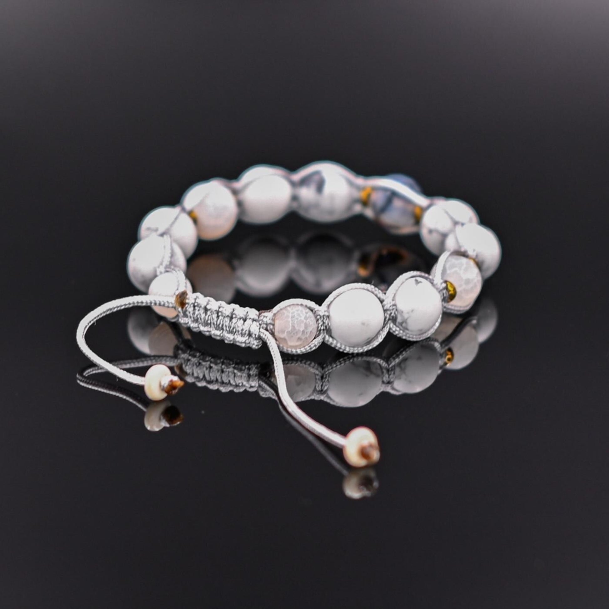 Men's Howlite Bracelet Beaded Bracelet Frost Agate Bracelet White Bracelet Gemstone Bracelet Men's Gift Macrame Bracelet Agate Bracelet - Shamballa Bracelet - Mantra Bracelet  -  Birthstone Bracelet - Gemstone Bracelet Men - Chakra Bracelet - Macrame Bracelet - Healing Bracelet - Valinde
