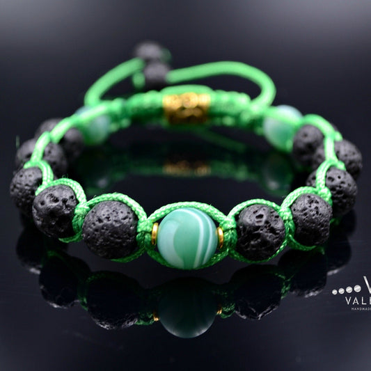 Men's Green Cord Bracelet Lava Stone Bracelet Summer Bracelet Gift for Men Adjustable Stone Bracelet Macrame Bead Bracelet Gemstone Bracelet - Shamballa Bracelet - Mantra Bracelet  -  Yoga Bracelet -  Birthstone Bracelet - Gemstone Bracelet Men - Chakra Bracelet - Macrame Bracelet - Healing Bracelet - Gift for Father - Gift For Men - Valinde
