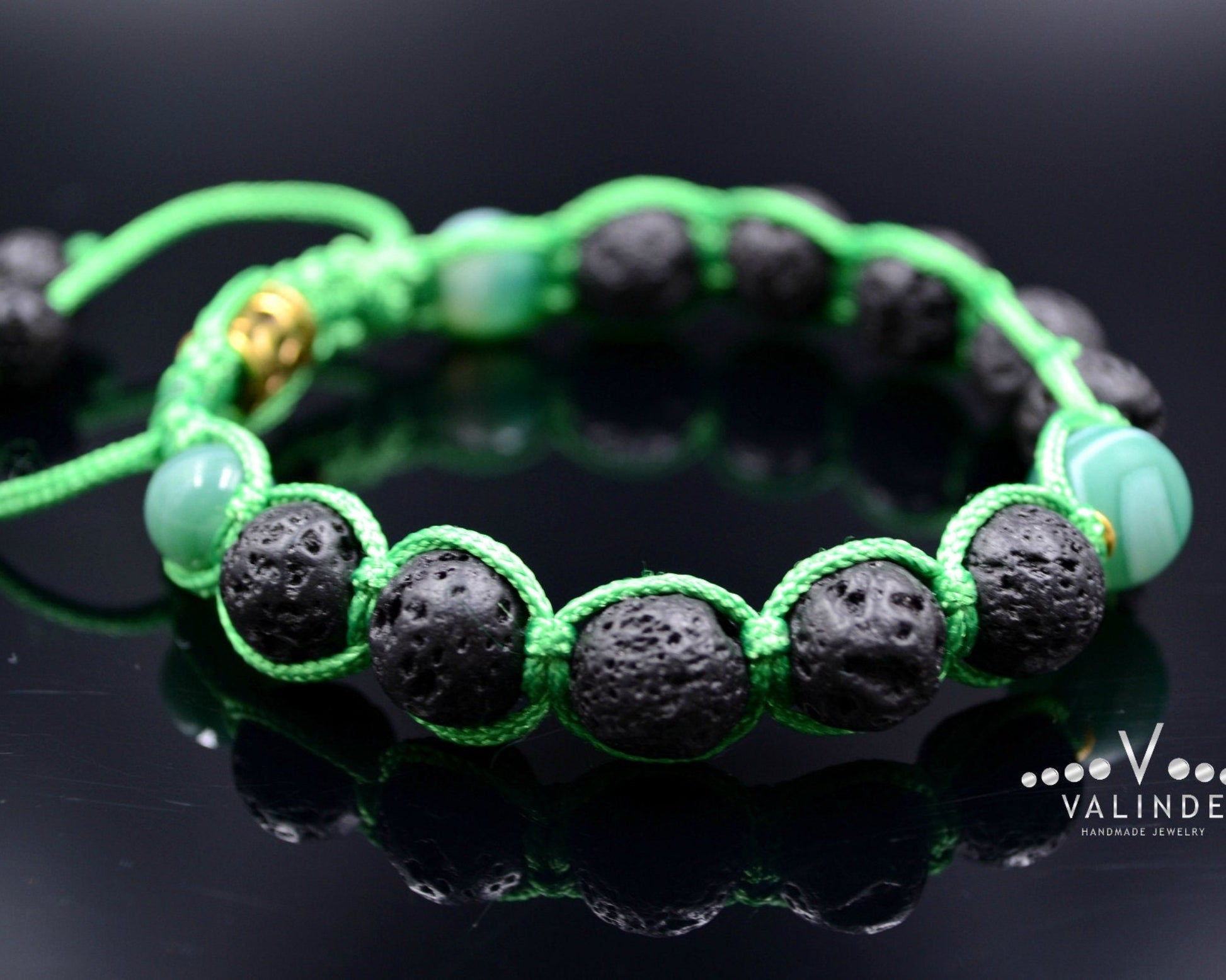 Men's Green Cord Bracelet Lava Stone Bracelet Summer Bracelet Gift for Men Adjustable Stone Bracelet Macrame Bead Bracelet Gemstone Bracelet - Shamballa Bracelet - Mantra Bracelet  -  Yoga Bracelet -  Birthstone Bracelet - Gemstone Bracelet Men - Chakra Bracelet - Macrame Bracelet - Healing Bracelet - Gift for Father - Gift For Men - Valinde
