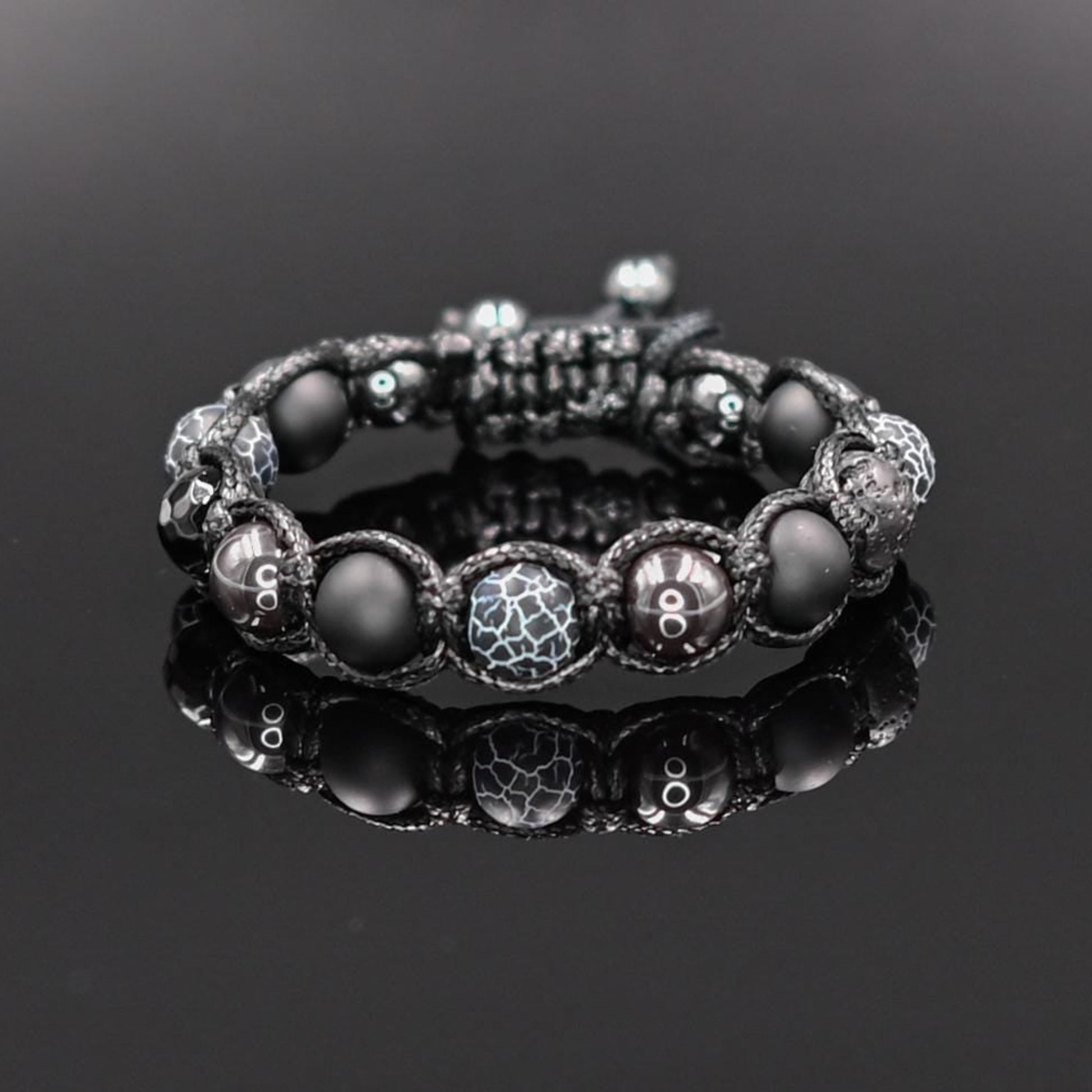 Men's Frost Agate Bracelet Hematite Bracelet Onyx Bracelet Gemstone Bracelet Beaded Bracelet Macrame Bracelet Gift for Men Men's Jewellery - Shamballa Bracelet - Mantra Bracelet  -  Yoga Bracelet -  Birthstone Bracelet - Gemstone Bracelet Men - Chakra Bracelet - Macrame Bracelet - Healing Bracelet - Gift for Father - Gift For Men - Valinde
