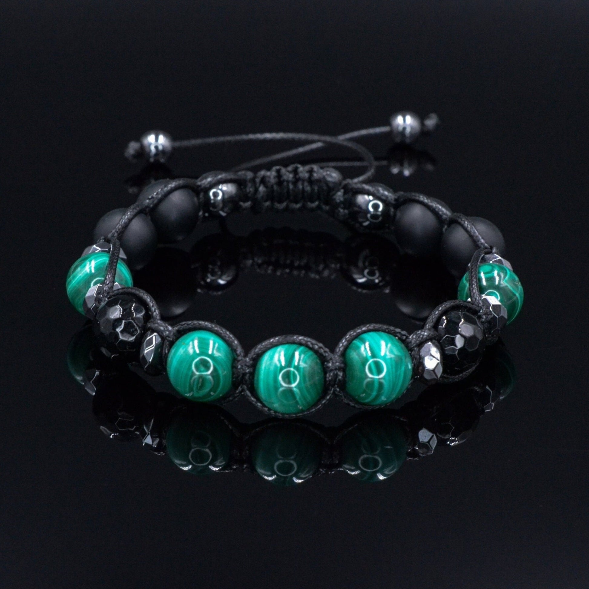 Malachite Bracelet for Men - Men's Black Onyx Braided Bracelet - Gift for Men - Adjustable Macrame Crystal Bracelet - Christmas Gift- Shamballa Bracelet - Birthstone Bracelet - Gemstone Bracelet Men - Chakra Bracelet - Macrame Bracelet - Healing Bracelet - Valinde - Shamballa Bracelet - Birthstone Bracelet - Gemstone Bracelet Men - Chakra Bracelet - Macrame Bracelet - Healing Bracelet - Valinde