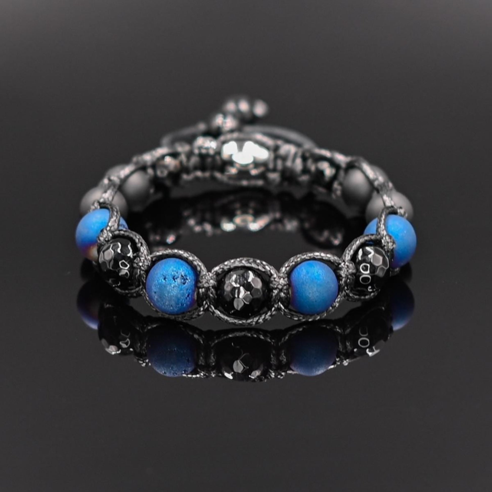 Men's Black Faceted Agate Bracelet Druzy Agate Bracelet Gemstone Onyx Bracelet Stone Bead Bracelet Black Onyx Beaded Bracelet Gift For Men - Shamballa Bracelet - Mantra Bracelet  -  Yoga Bracelet -  Birthstone Bracelet - Gemstone Bracelet Men - Chakra Bracelet - Macrame Bracelet - Healing Bracelet - Gift for Father - Gift For Men - Valinde
