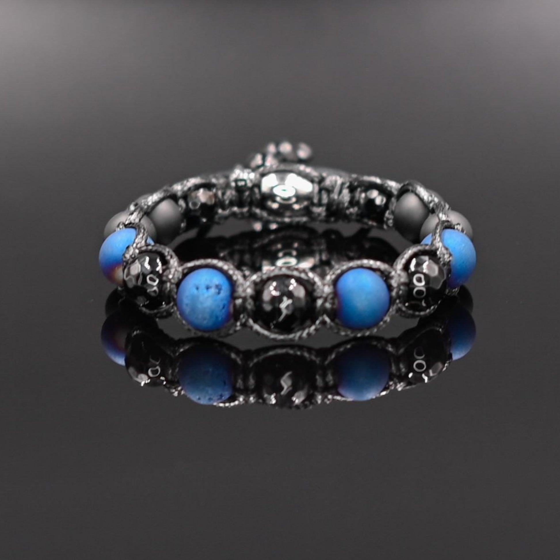 Men's Black Faceted Agate Bracelet Druzy Agate Bracelet Gemstone Onyx Bracelet Stone Bead Bracelet Black Onyx Beaded Bracelet Gift For Men - Shamballa Bracelet - Mantra Bracelet  -  Yoga Bracelet -  Birthstone Bracelet - Gemstone Bracelet Men - Chakra Bracelet - Macrame Bracelet - Healing Bracelet - Gift for Father - Gift For Men - Valinde
