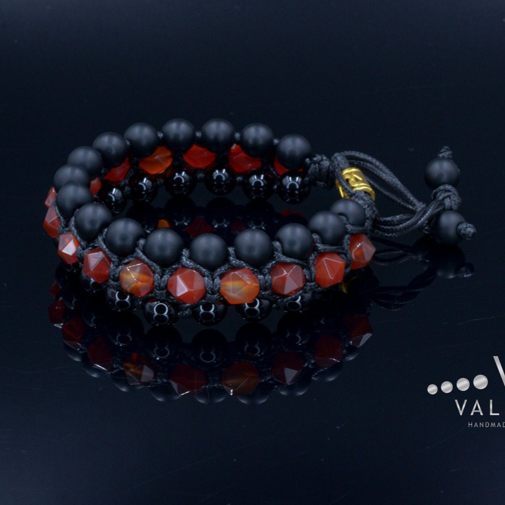 Men's Fire Agate Bracelet 3 Row Bracelet Macrame Beaded Bracelet Black Onyx Stone Bracelet Crystal Jewelry Gemstone Beads Bracelet - Shamballa Bracelet - Birthstone Bracelet - Gemstone Bracelet Men - Chakra Bracelet - Macrame Bracelet - Healing Bracelet - Valinde
