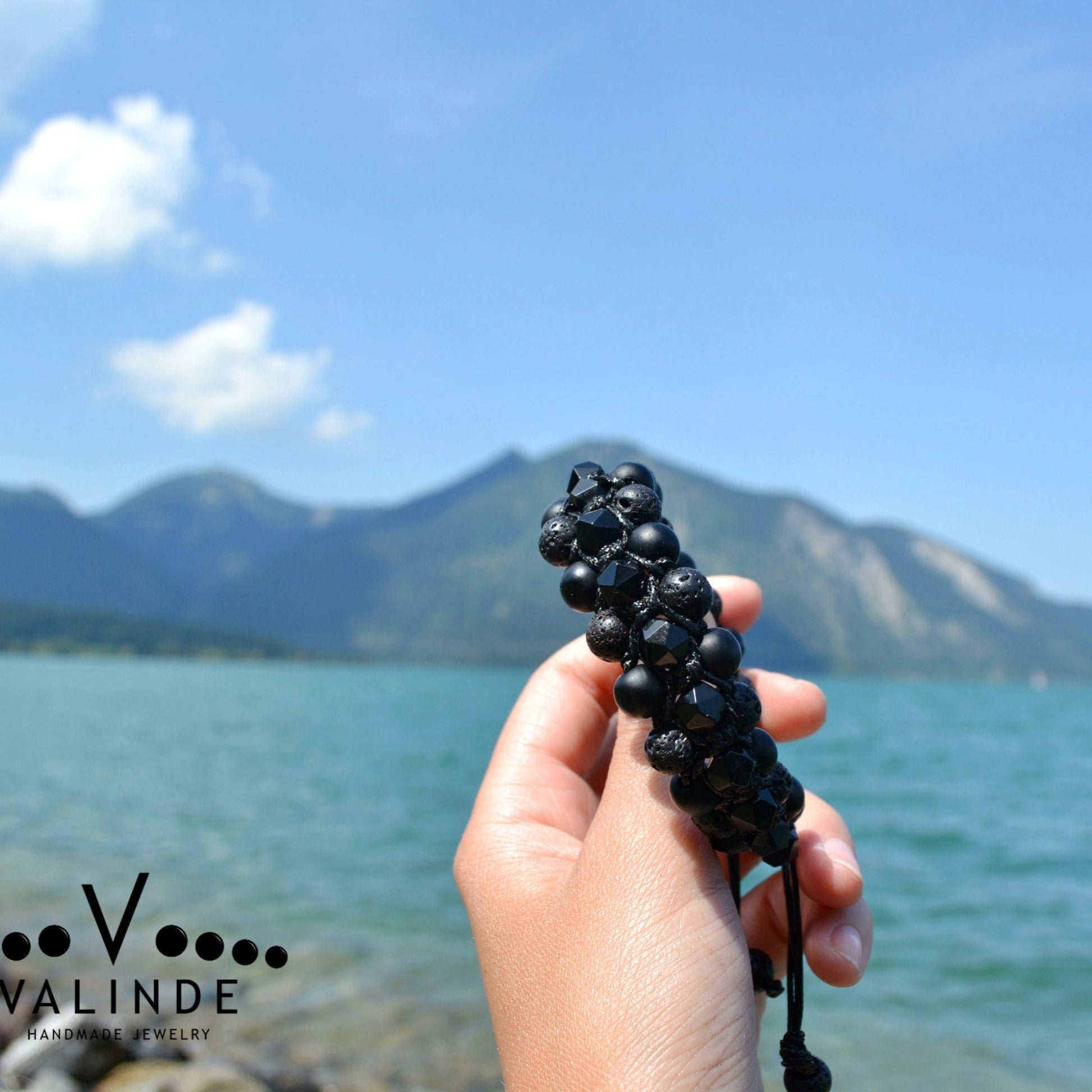 Men's Black Agate 3 Row Bracelet Onyx Bracelet Lava Stone Bracelet Gift for Men Macrame Bead Bracelet Stone Bracelet Crystal Bracelet- Shamballa Bracelet - Birthstone Bracelet - Gemstone Bracelet Men - Chakra Bracelet - Macrame Bracelet - Healing Bracelet - Valinde
